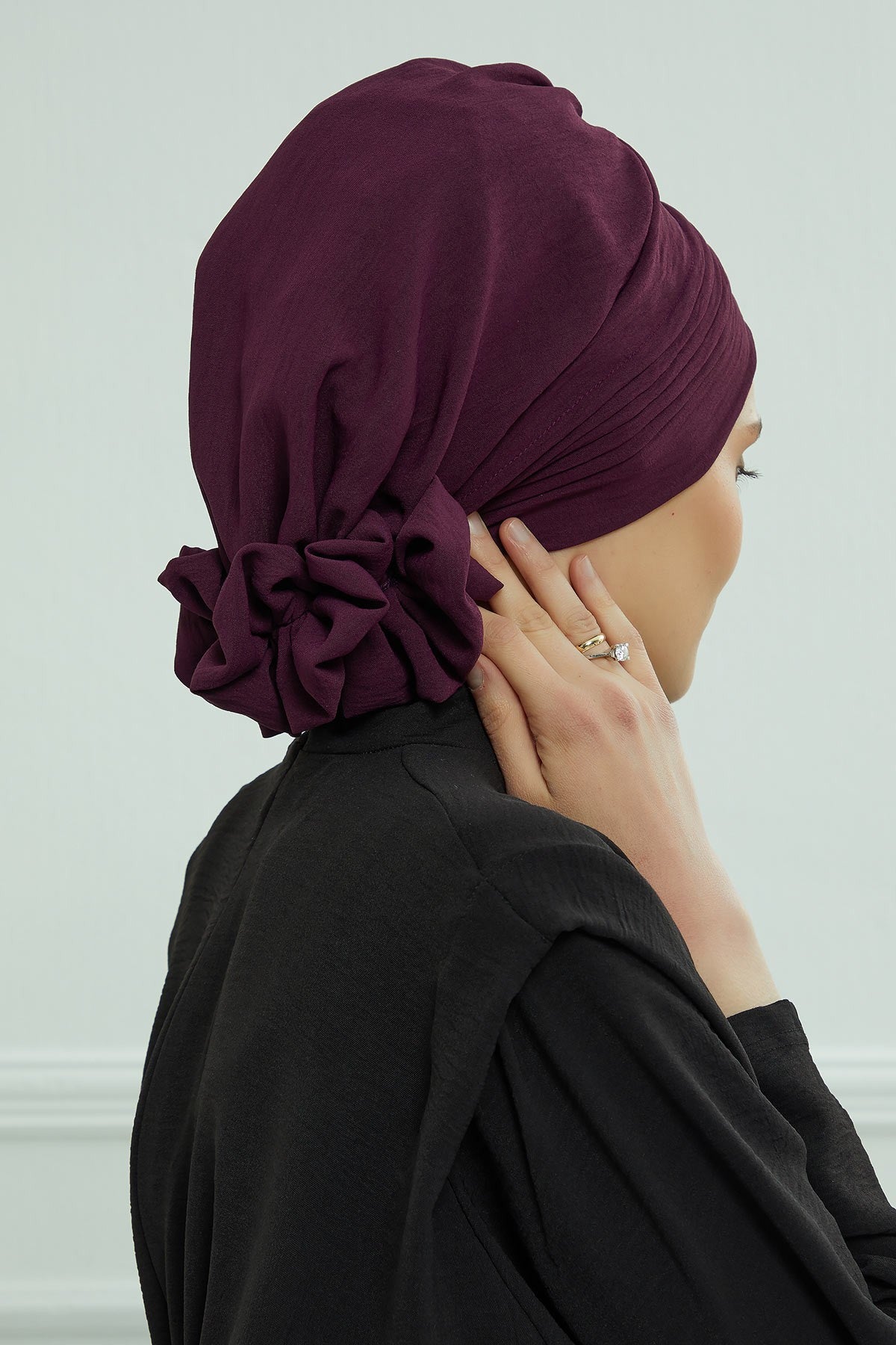 Chic Aerobin Instant Turban, Easy Wrap Breathable Head Scarf with Elegant Knot Detail, Lightweight Instant Turban For Women Headwear,HT-31A Purple