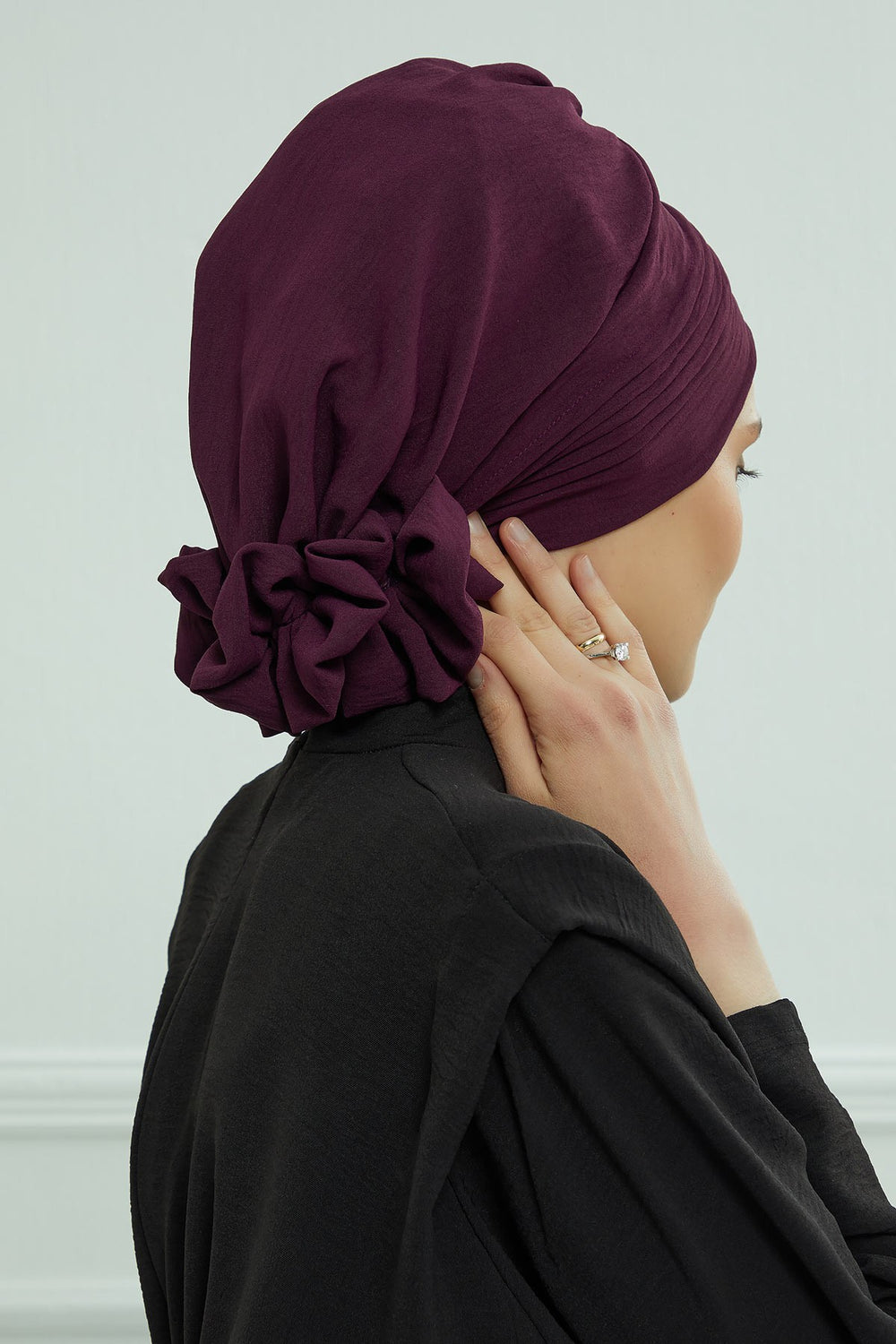 Chic Aerobin Instant Turban, Easy Wrap Breathable Head Scarf with Elegant Knot Detail, Lightweight Instant Turban For Women Headwear,HT-31A Purple
