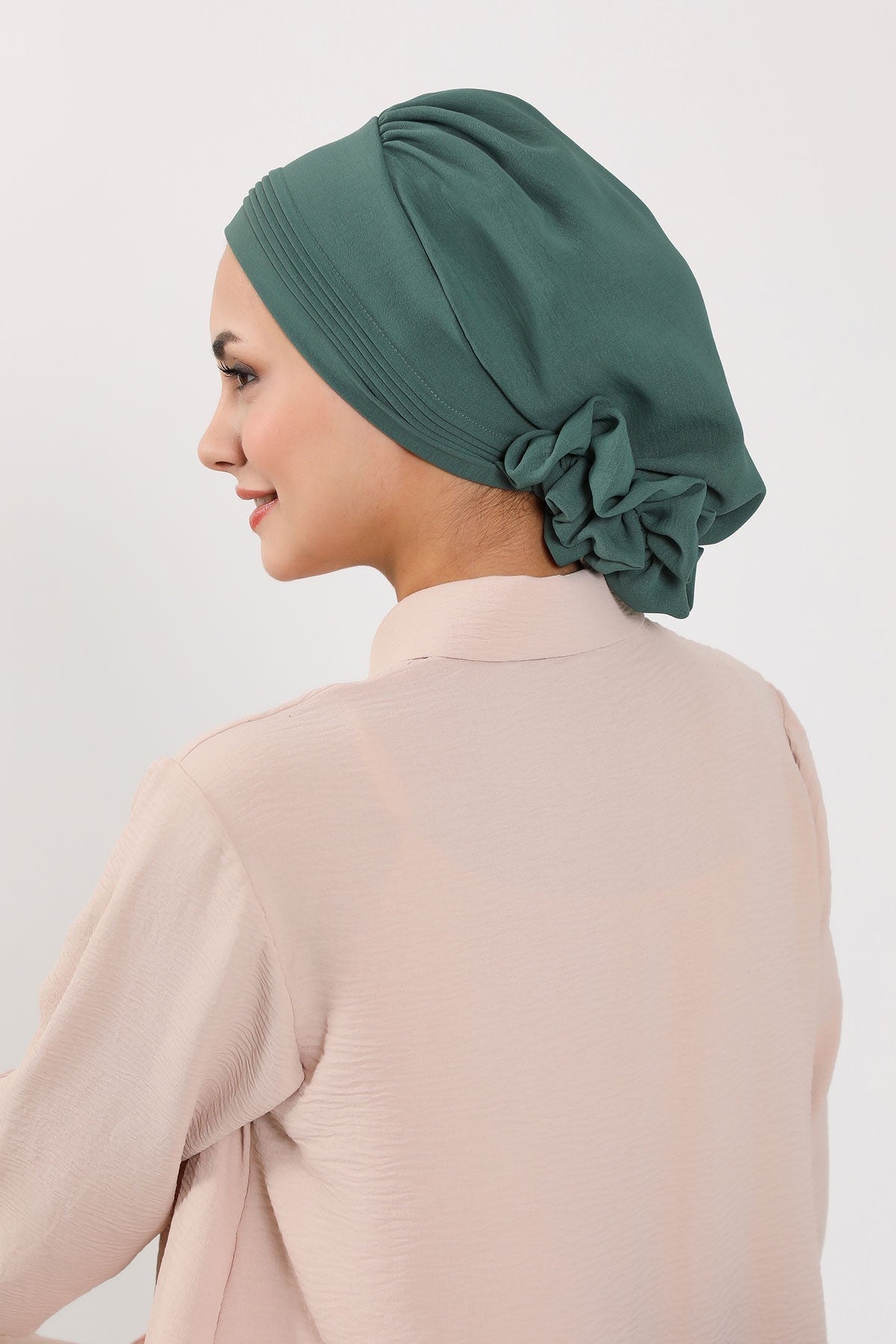 Chic Aerobin Instant Turban, Easy Wrap Breathable Head Scarf with Elegant Knot Detail, Lightweight Instant Turban For Women Headwear,HT-31A Light Green