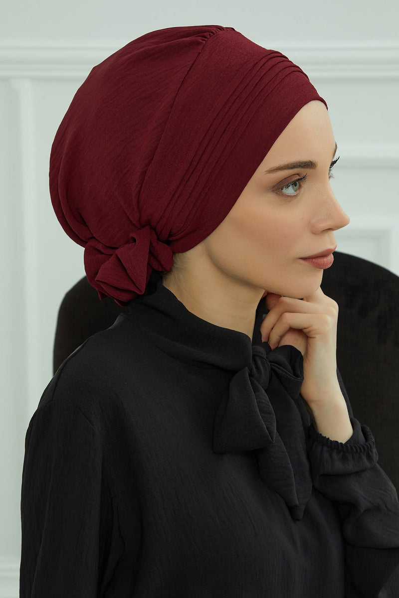 Chic Aerobin Instant Turban, Easy Wrap Breathable Head Scarf with Elegant Knot Detail, Lightweight Instant Turban For Women Headwear,HT-31A