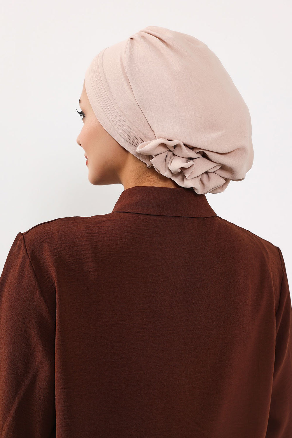 Chic Aerobin Instant Turban, Easy Wrap Breathable Head Scarf with Elegant Knot Detail, Lightweight Instant Turban For Women Headwear,HT-31A Stone