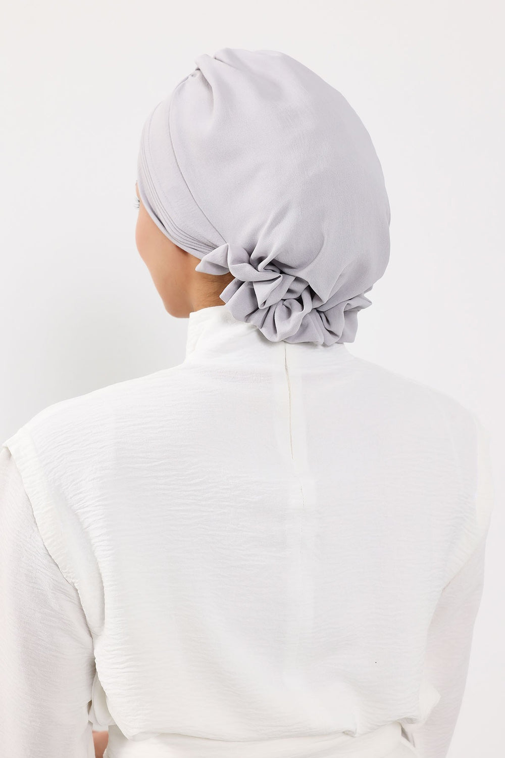 Chic Aerobin Instant Turban, Easy Wrap Breathable Head Scarf with Elegant Knot Detail, Lightweight Instant Turban For Women Headwear,HT-31A Light Grey
