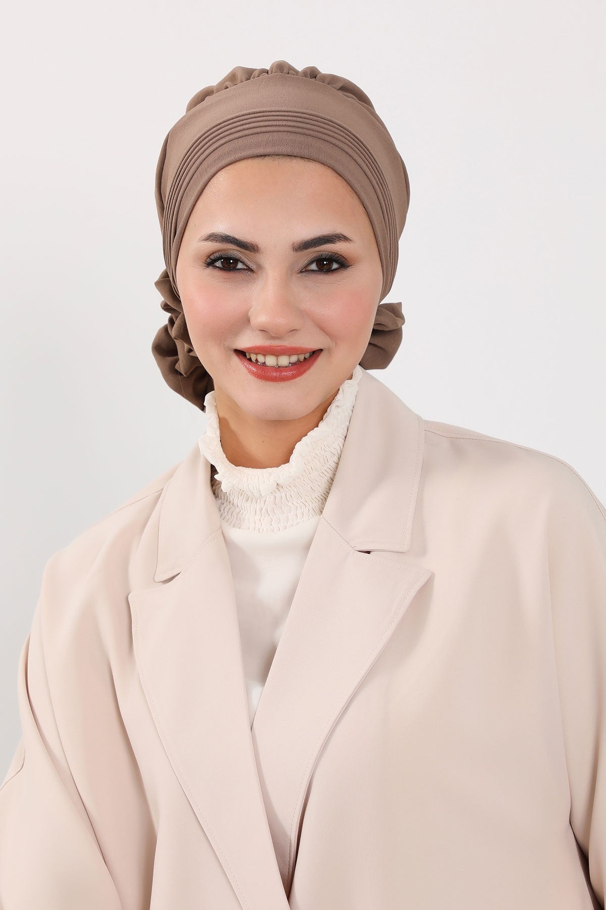Chic Aerobin Instant Turban, Easy Wrap Breathable Head Scarf with Elegant Knot Detail, Lightweight Instant Turban For Women Headwear,HT-31A Chocolate