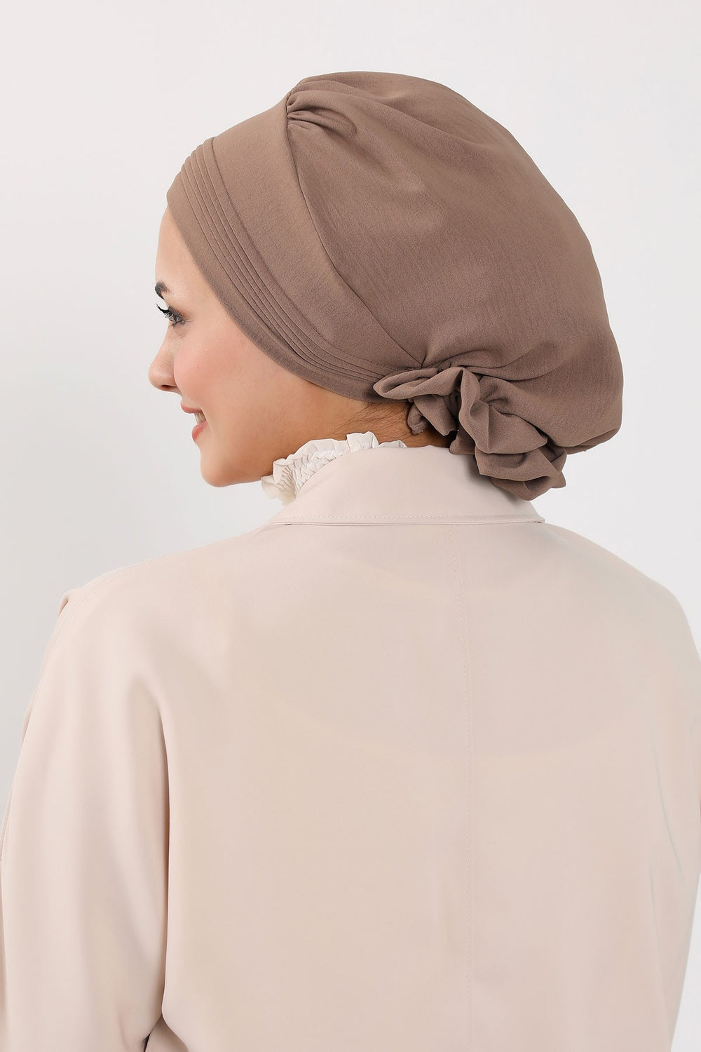 Chic Aerobin Instant Turban, Easy Wrap Breathable Head Scarf with Elegant Knot Detail, Lightweight Instant Turban For Women Headwear,HT-31A Chocolate