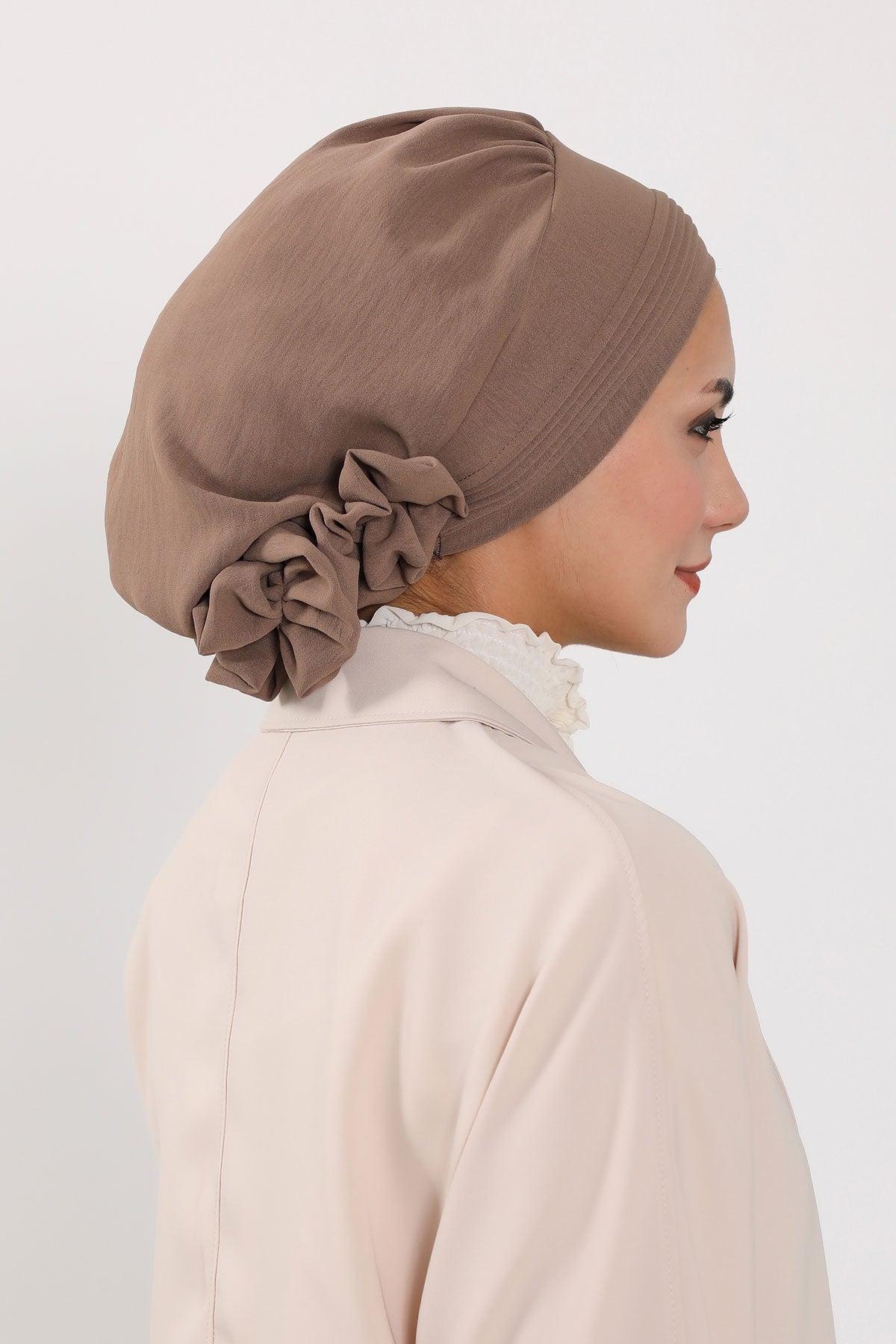 Chic Aerobin Instant Turban, Easy Wrap Breathable Head Scarf with Elegant Knot Detail, Lightweight Instant Turban For Women Headwear,HT-31A Chocolate