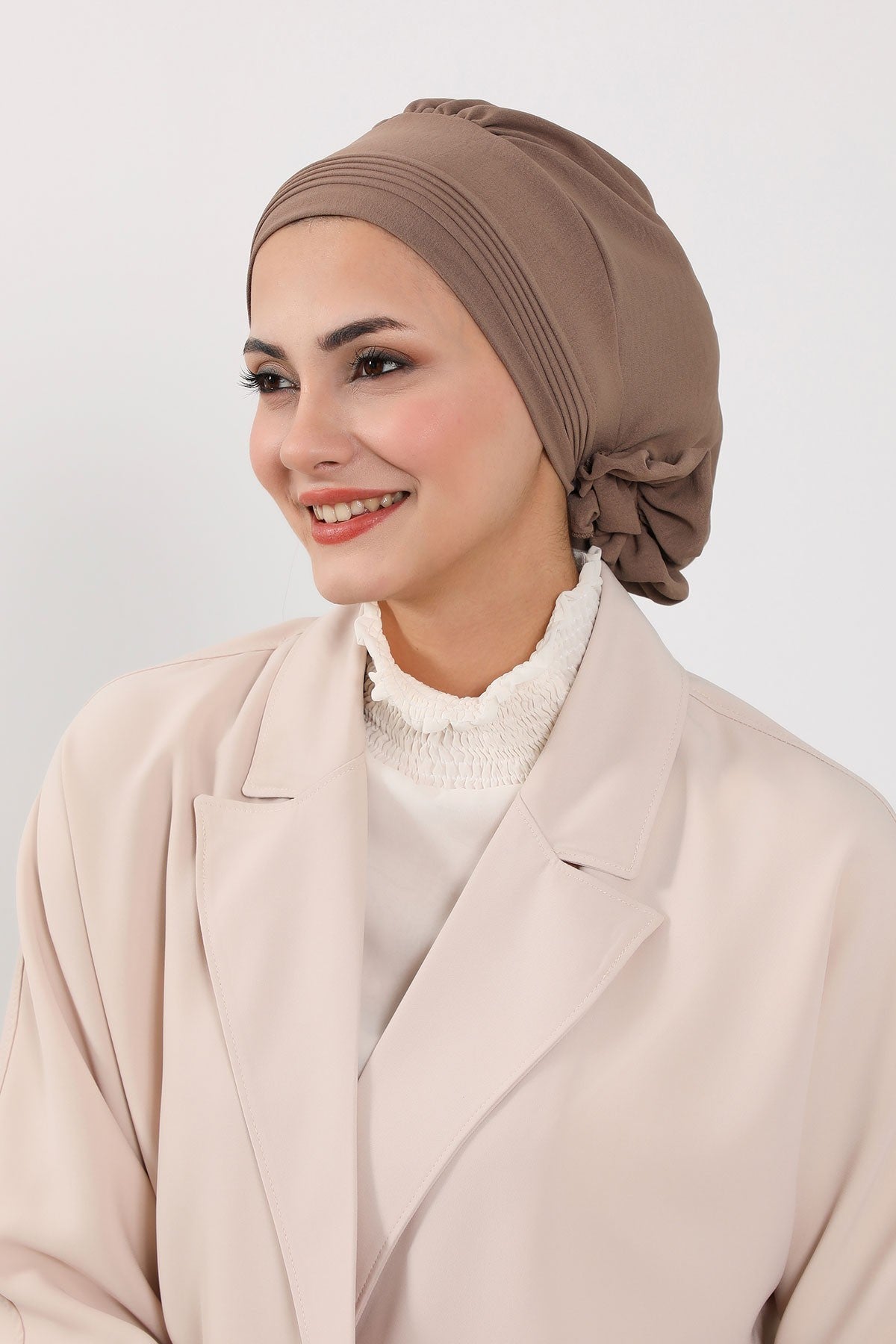 Chic Aerobin Instant Turban, Easy Wrap Breathable Head Scarf with Elegant Knot Detail, Lightweight Instant Turban For Women Headwear,HT-31A Chocolate