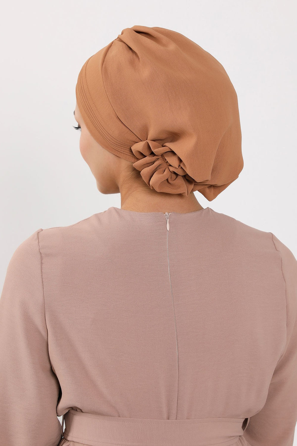 Chic Aerobin Instant Turban, Easy Wrap Breathable Head Scarf with Elegant Knot Detail, Lightweight Instant Turban For Women Headwear,HT-31A Camel