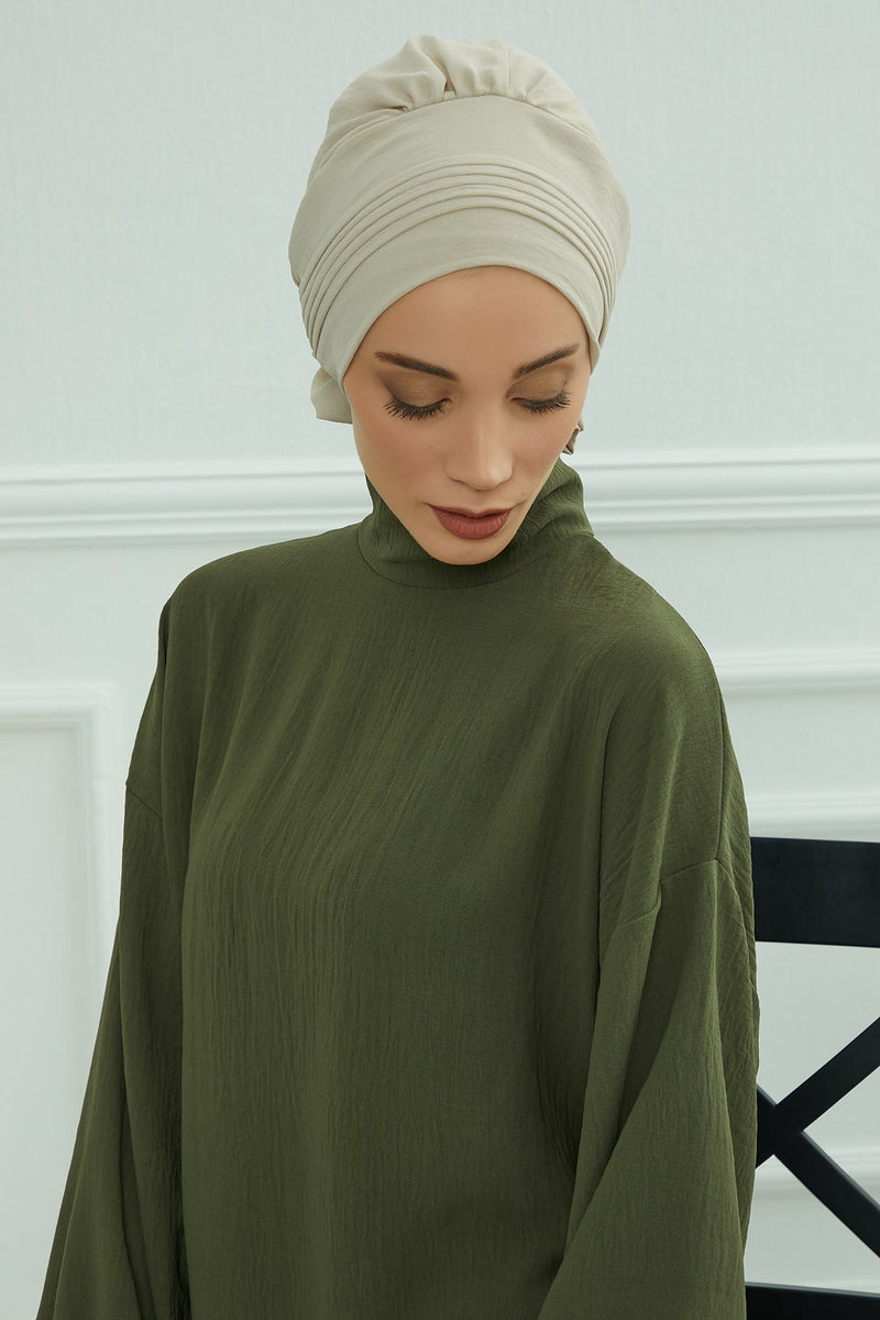 Chic Aerobin Instant Turban, Easy Wrap Breathable Head Scarf with Elegant Knot Detail, Lightweight Instant Turban For Women Headwear,HT-31A