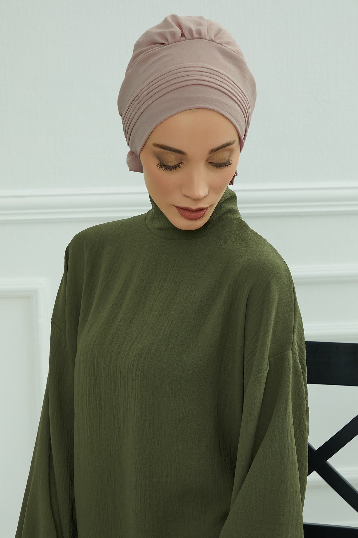 Chic Aerobin Instant Turban, Easy Wrap Breathable Head Scarf with Elegant Knot Detail, Lightweight Instant Turban For Women Headwear,HT-31A