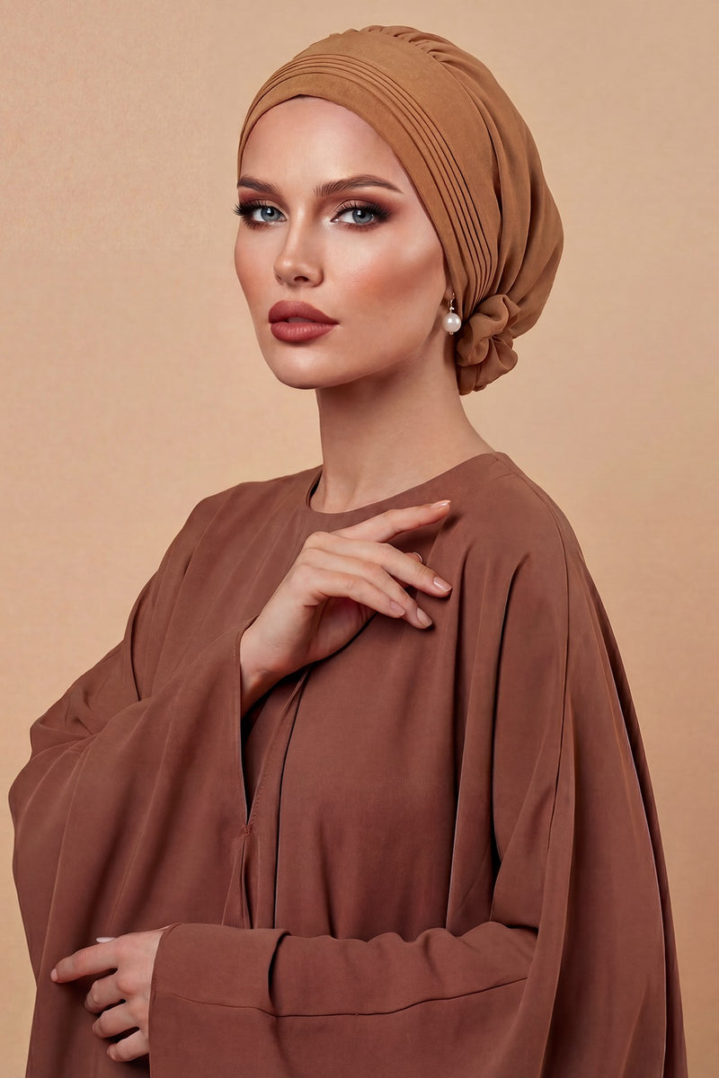 عمامة Aerobin الفورية الأنيقة، وشاح رأس سهل الالتفاف وجيد التهوية مع تفاصيل عقدة أنيقة، عمامة فورية خفيفة الوزن لأغطية الرأس النسائية، HT-31A