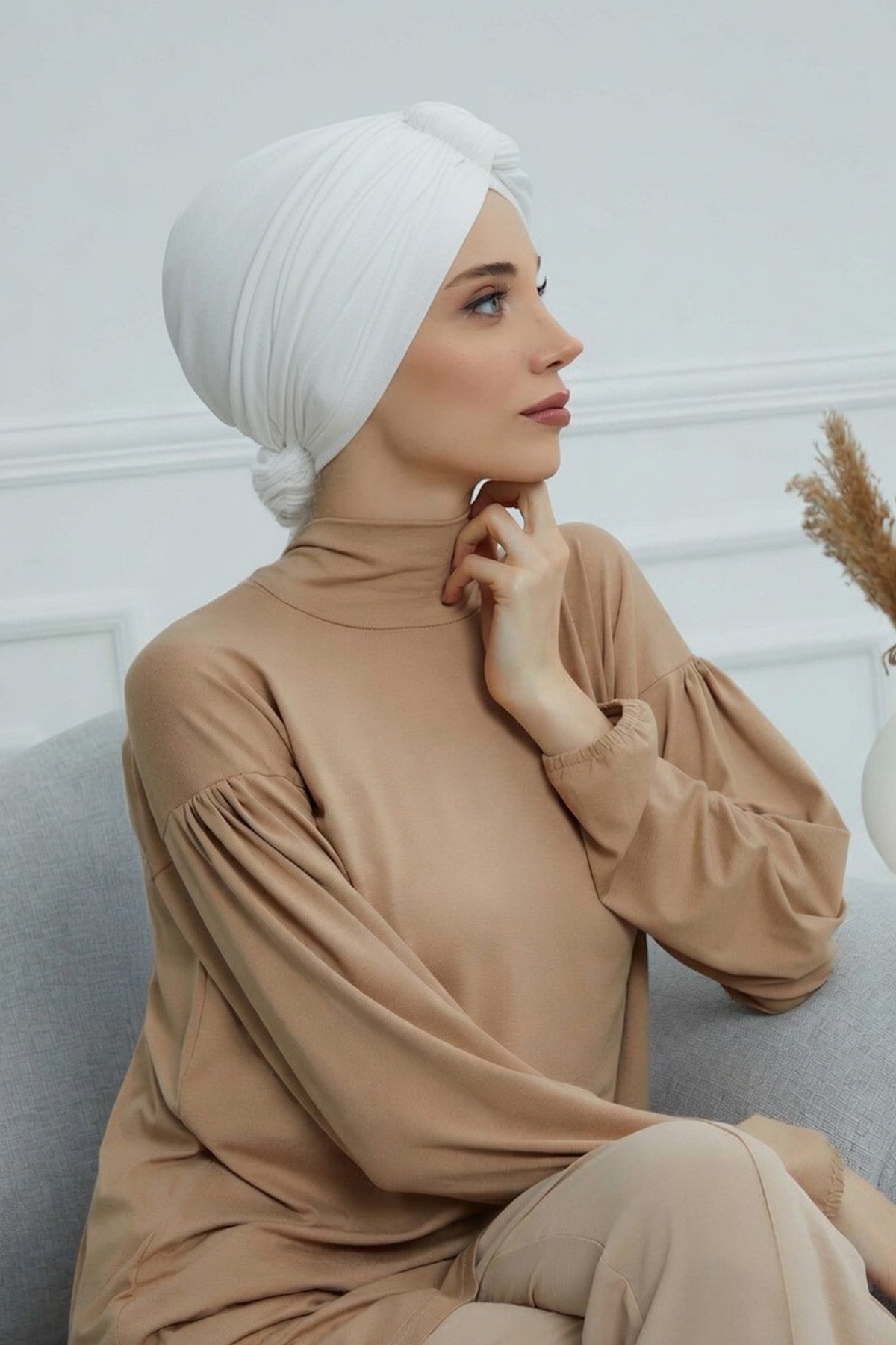 عمامة فورية بتصميم مضفر أنيق، وشاح رأس إسلامي عصري ومريح وخفيف الوزن، سهل الارتداء، حجاب جيرسي، غطاء رأس أنيق، B-3