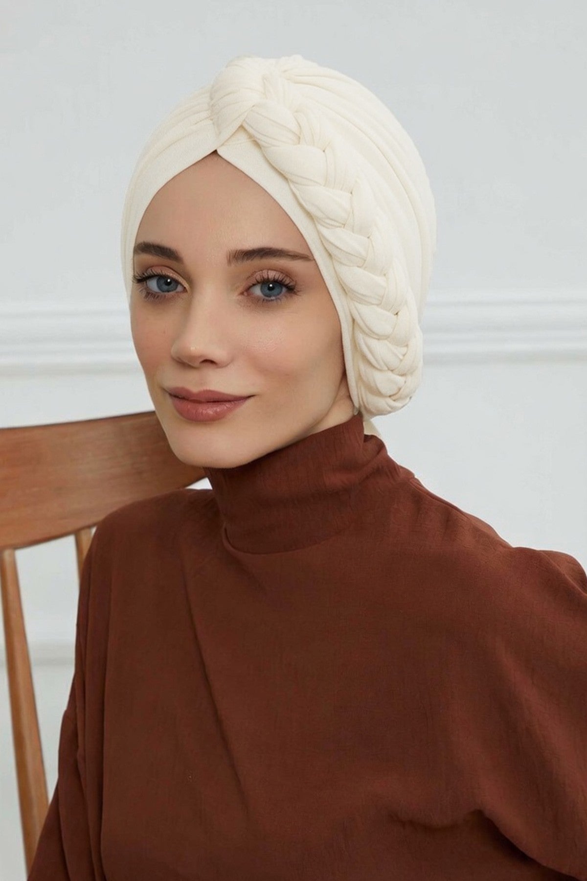 عمامة فورية بتصميم مضفر أنيق، وشاح رأس إسلامي عصري ومريح وخفيف الوزن، سهل الارتداء، حجاب جيرسي، غطاء رأس أنيق، B-3