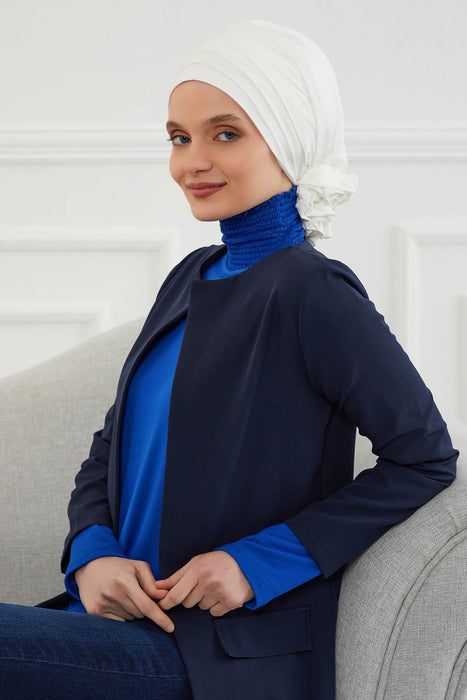 عمامة أنيقة على شكل متقاطع من الأمام، سهلة الارتداء، غطاء رأس مطاطي من القطن، غطاء رأس أنيق متواضع، حجاب متعدد الاستخدامات مربوط مسبقًا للنساء، B-14