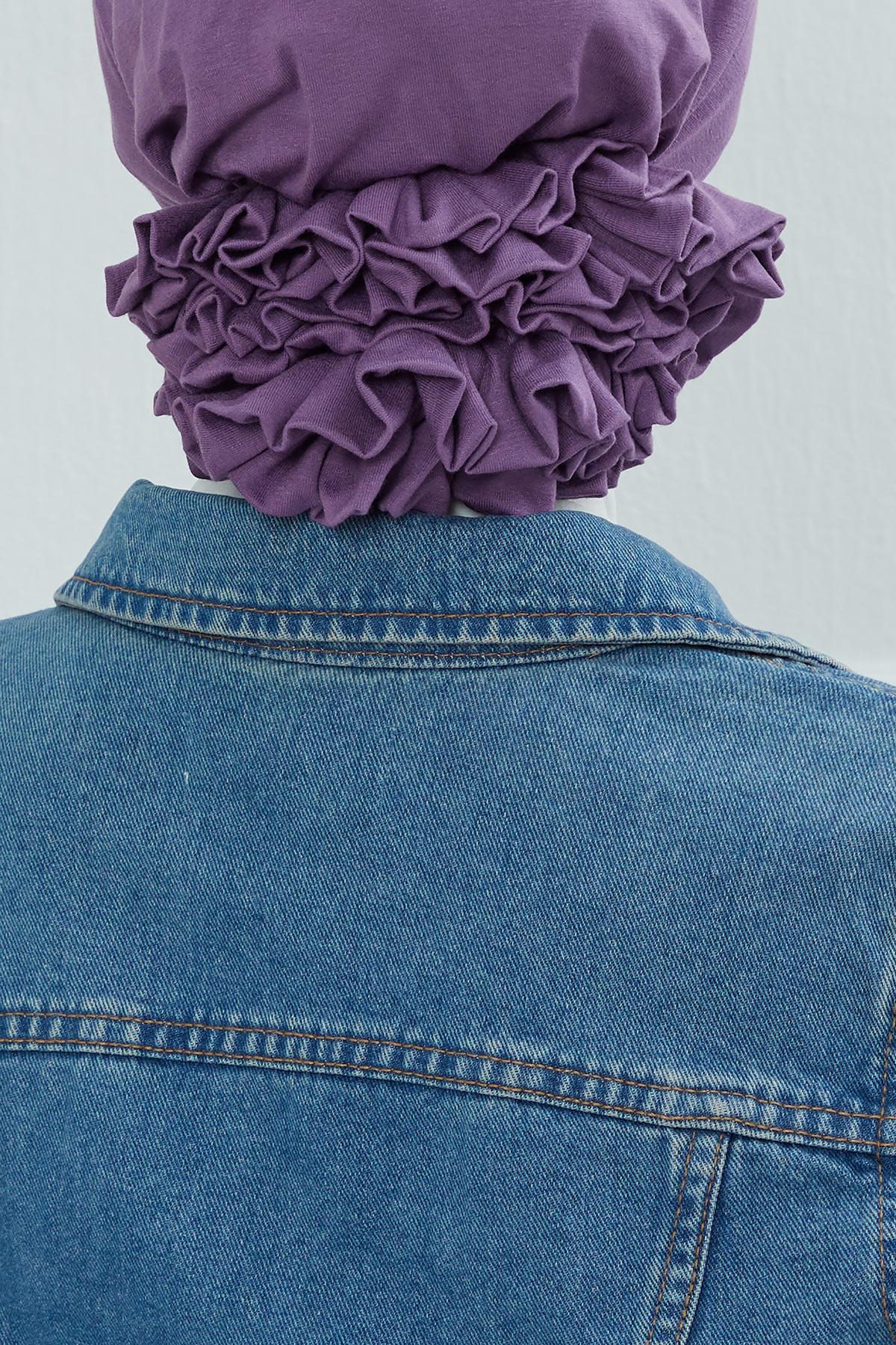 Chic Cross-Front Style Instant Turban Easy to Wear Cotton Stretch Headwrap, Elegant Modest Headwear, Versatile Pre-Tied Hijab for Women,B-14 Purple 2