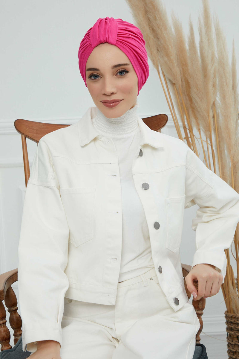 Chic Design Cotton Instant Turban Hijab for Women, Beautiful Pre-tied Turban Bonnet for Women, Trendy Fashionable Cancer Chemo Headwear,B-68