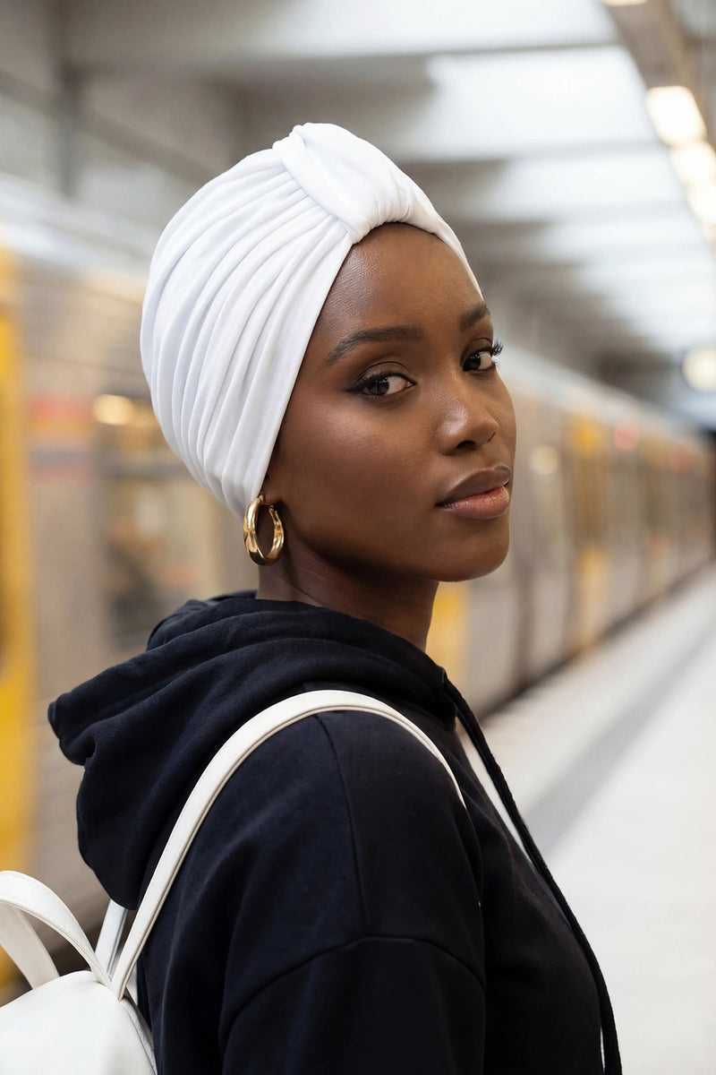 Chic Design Cotton Instant Turban Hijab for Women, Beautiful Pre-tied Turban Bonnet for Women, Trendy Fashionable Cancer Chemo Headwear,B-68