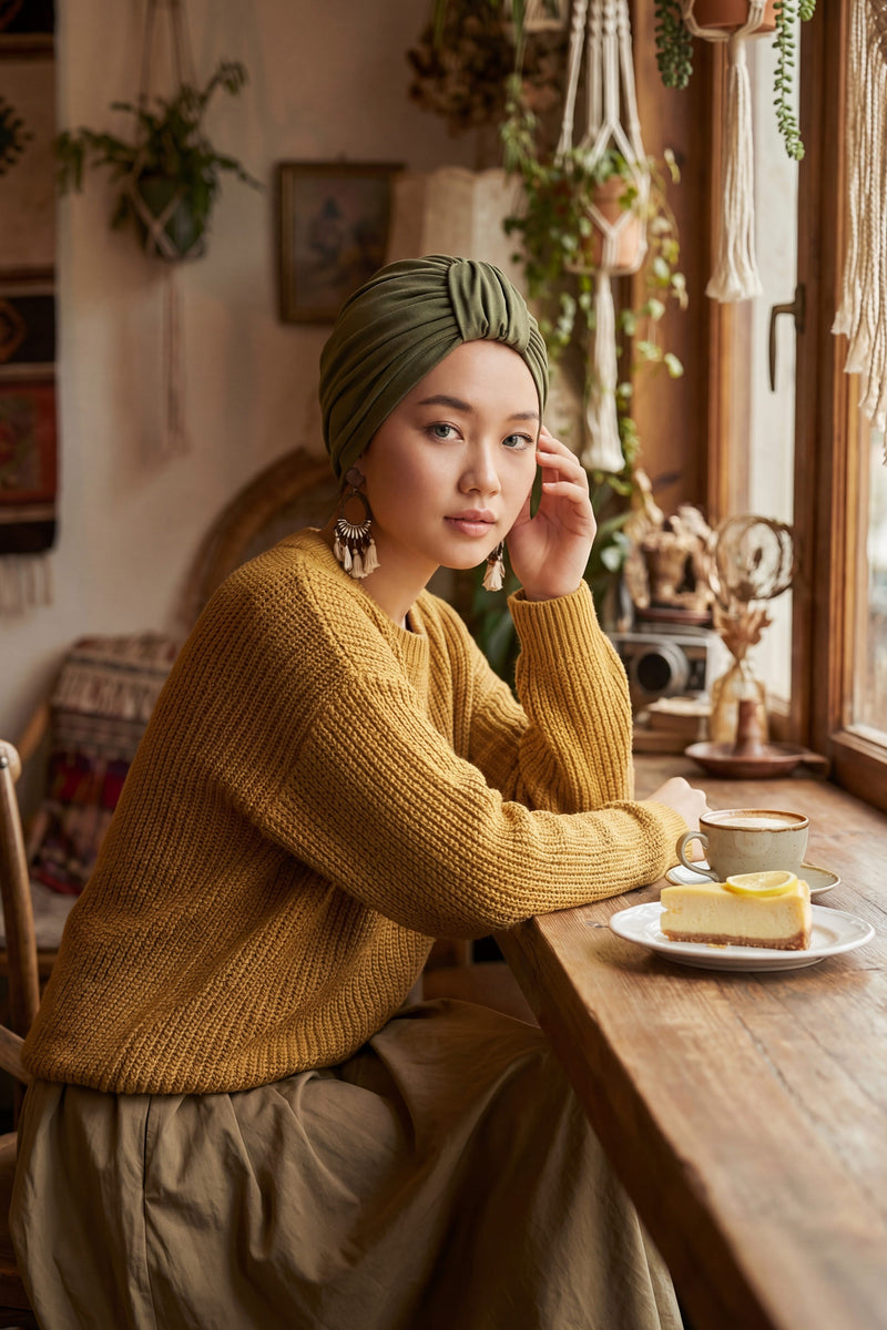 Chic Design Cotton Instant Turban Hijab for Women, Beautiful Pre-tied Turban Bonnet for Women, Trendy Fashionable Cancer Chemo Headwear,B-68