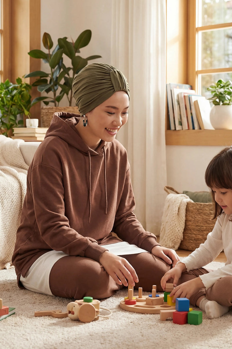 Chic Design Cotton Instant Turban Hijab for Women, Beautiful Pre-tied Turban Bonnet for Women, Trendy Fashionable Cancer Chemo Headwear,B-68