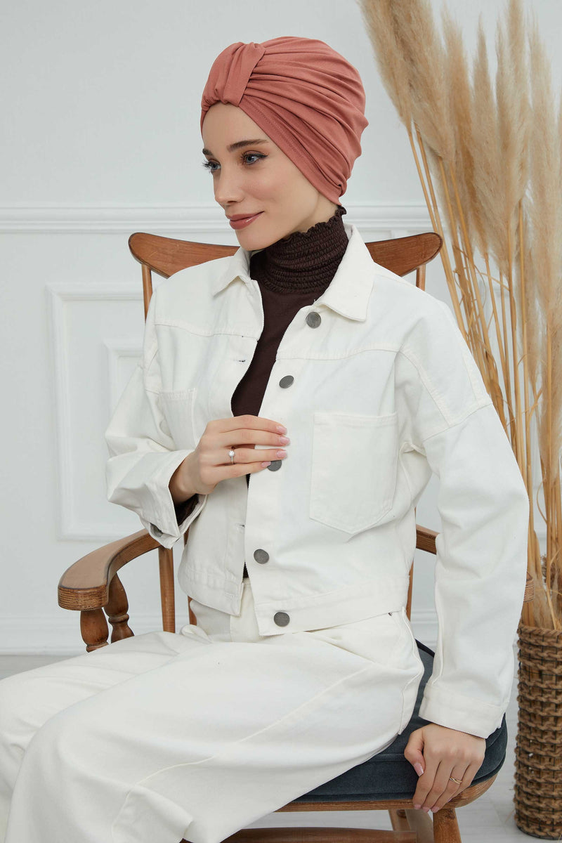Chic Design Cotton Instant Turban Hijab for Women, Beautiful Pre-tied Turban Bonnet for Women, Trendy Fashionable Cancer Chemo Headwear,B-68