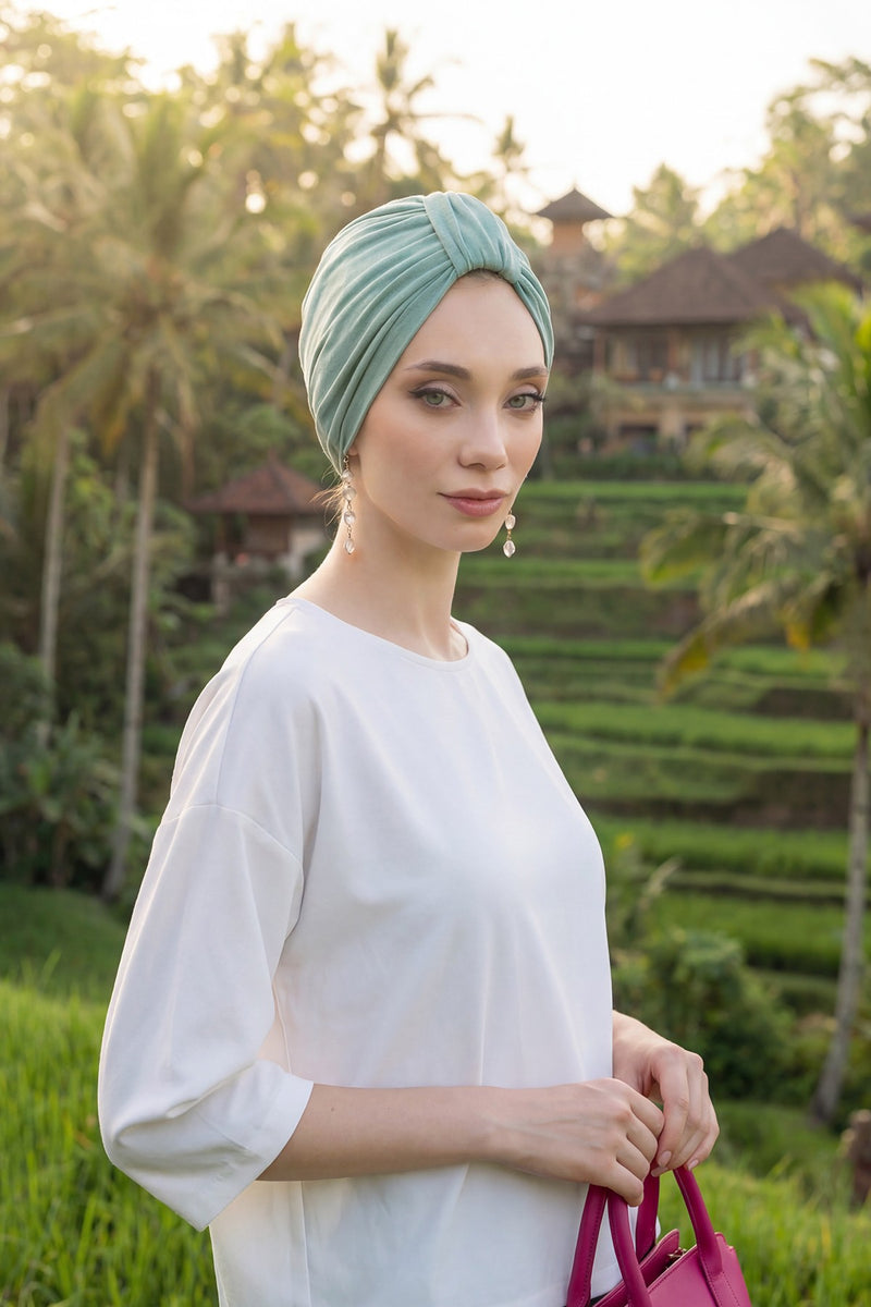 Chic Design Cotton Instant Turban Hijab for Women, Beautiful Pre-tied Turban Bonnet for Women, Trendy Fashionable Cancer Chemo Headwear,B-68