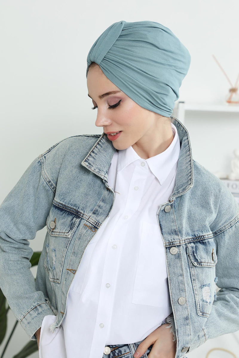 Chic Design Cotton Instant Turban Hijab for Women, Beautiful Pre-tied Turban Bonnet for Women, Trendy Fashionable Cancer Chemo Headwear,B-68