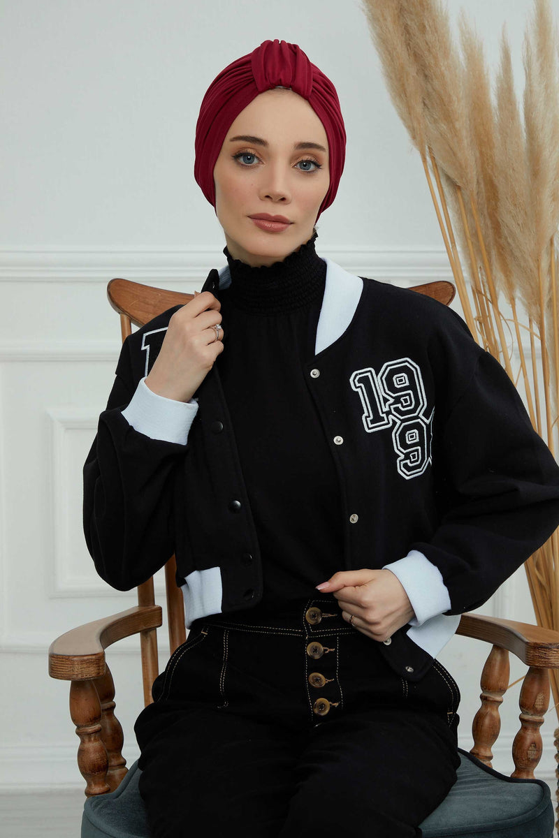 Chic Design Cotton Instant Turban Hijab for Women, Beautiful Pre-tied Turban Bonnet for Women, Trendy Fashionable Cancer Chemo Headwear,B-68