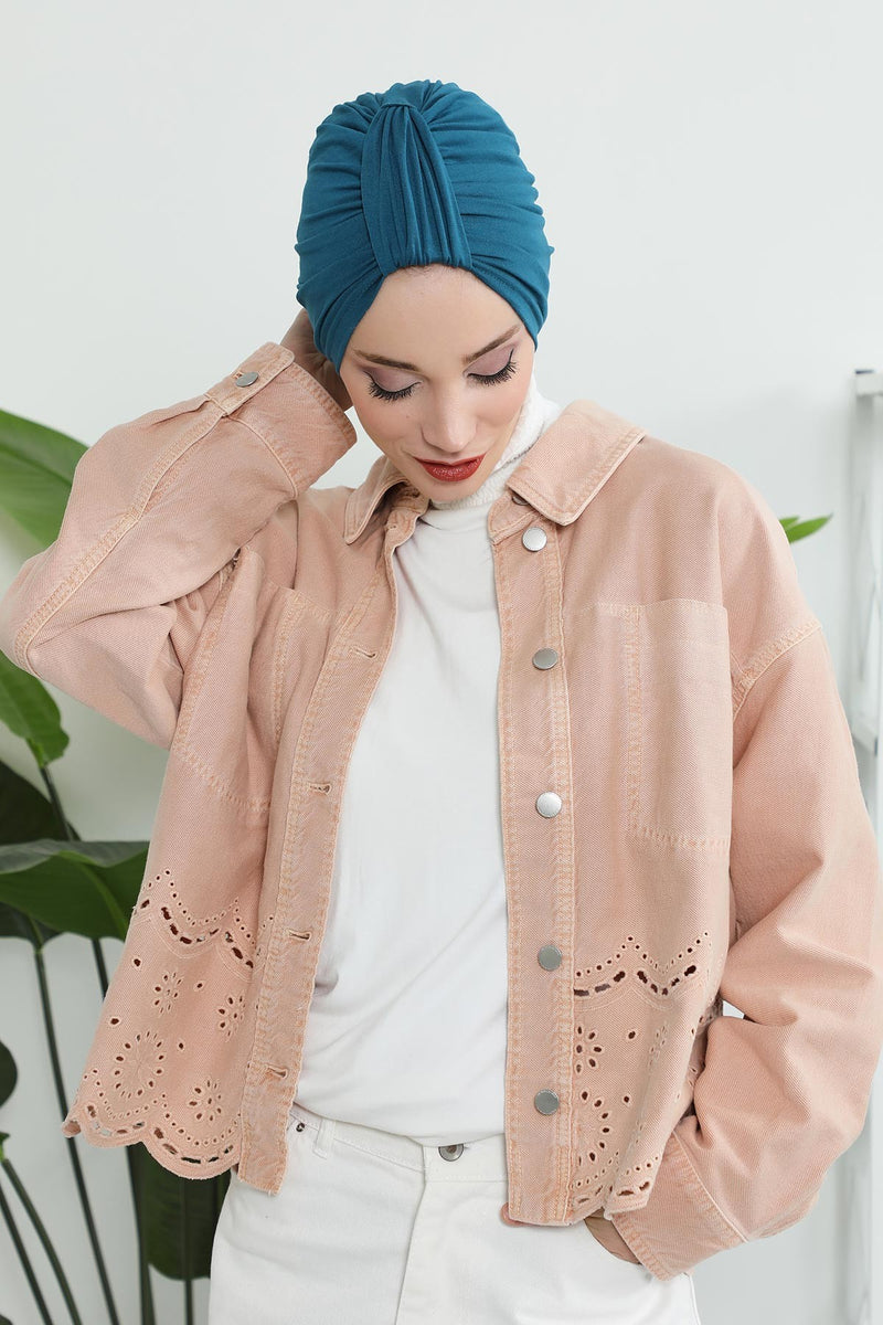 Chic Design Cotton Instant Turban Hijab for Women, Beautiful Pre-tied Turban Bonnet for Women, Trendy Fashionable Cancer Chemo Headwear,B-68