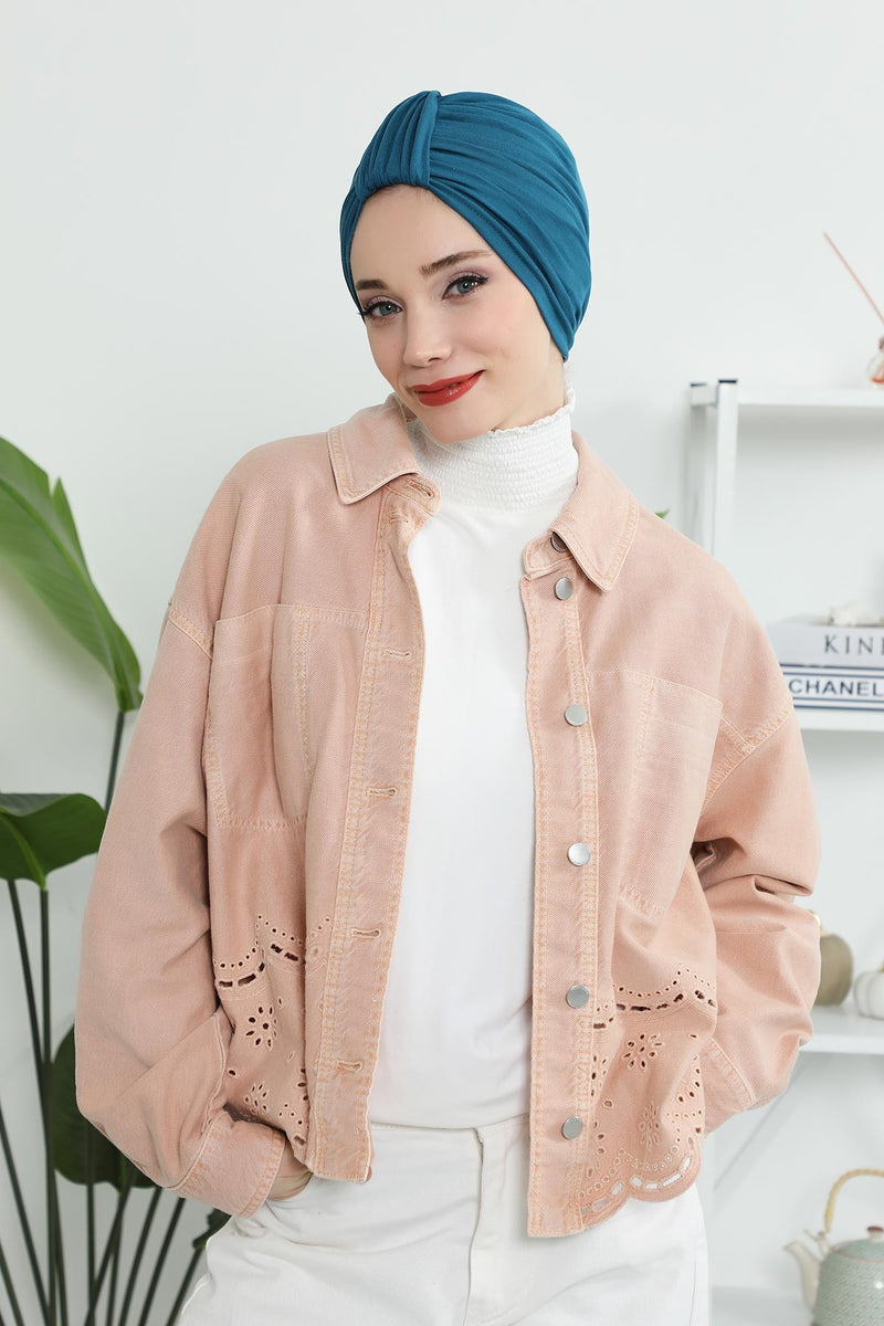 Chic Design Cotton Instant Turban Hijab for Women, Beautiful Pre-tied Turban Bonnet for Women, Trendy Fashionable Cancer Chemo Headwear,B-68