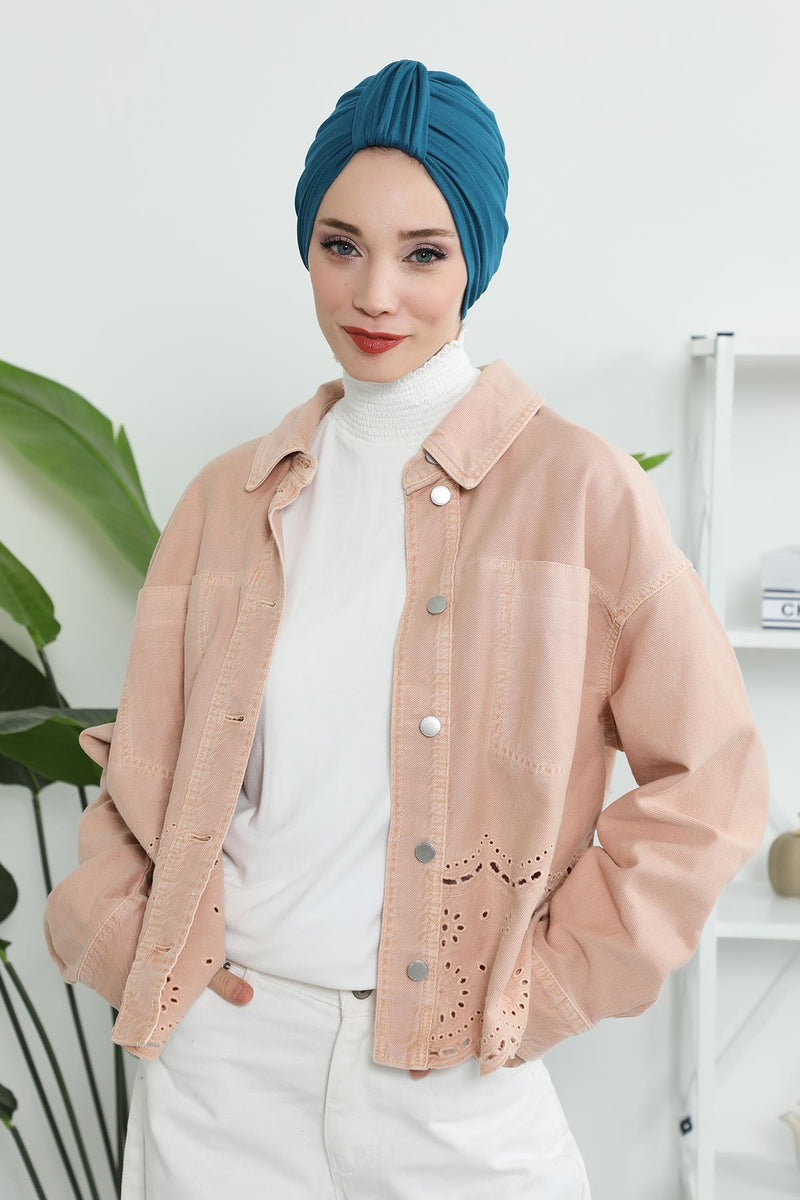 Chic Design Cotton Instant Turban Hijab for Women, Beautiful Pre-tied Turban Bonnet for Women, Trendy Fashionable Cancer Chemo Headwear,B-68