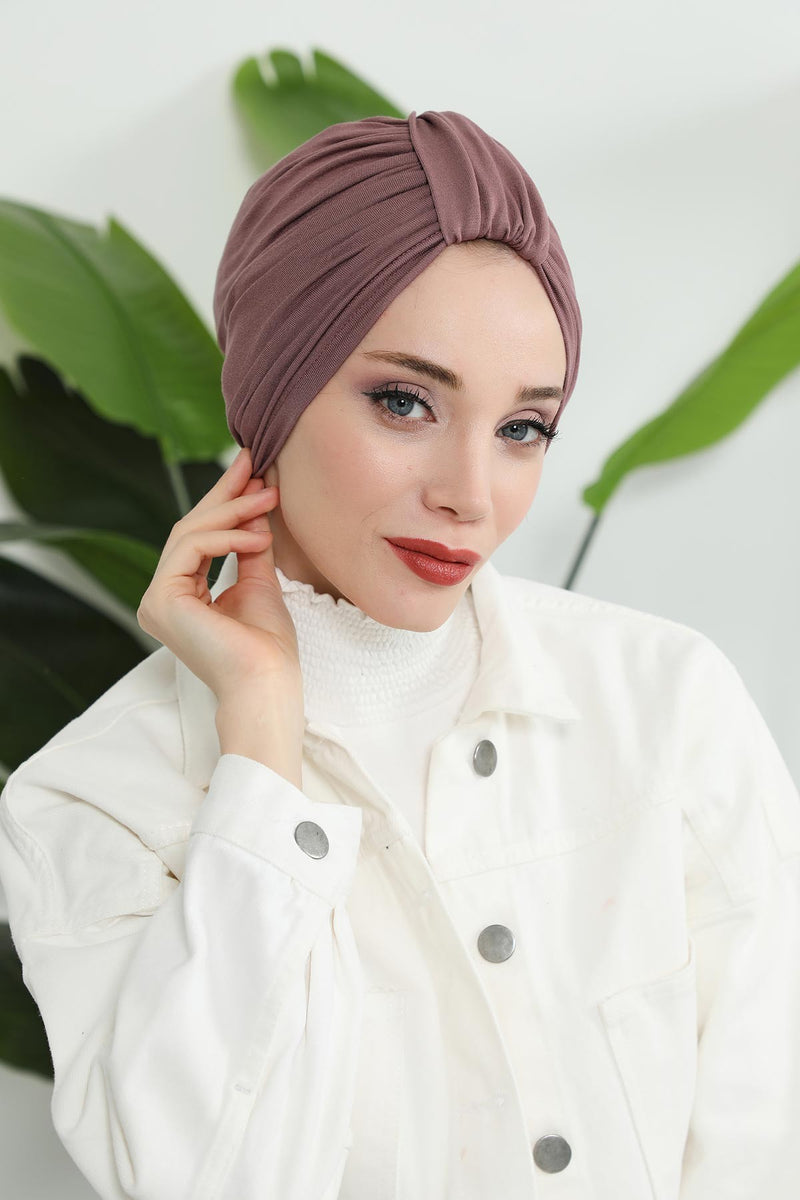 Chic Design Cotton Instant Turban Hijab for Women, Beautiful Pre-tied Turban Bonnet for Women, Trendy Fashionable Cancer Chemo Headwear,B-68