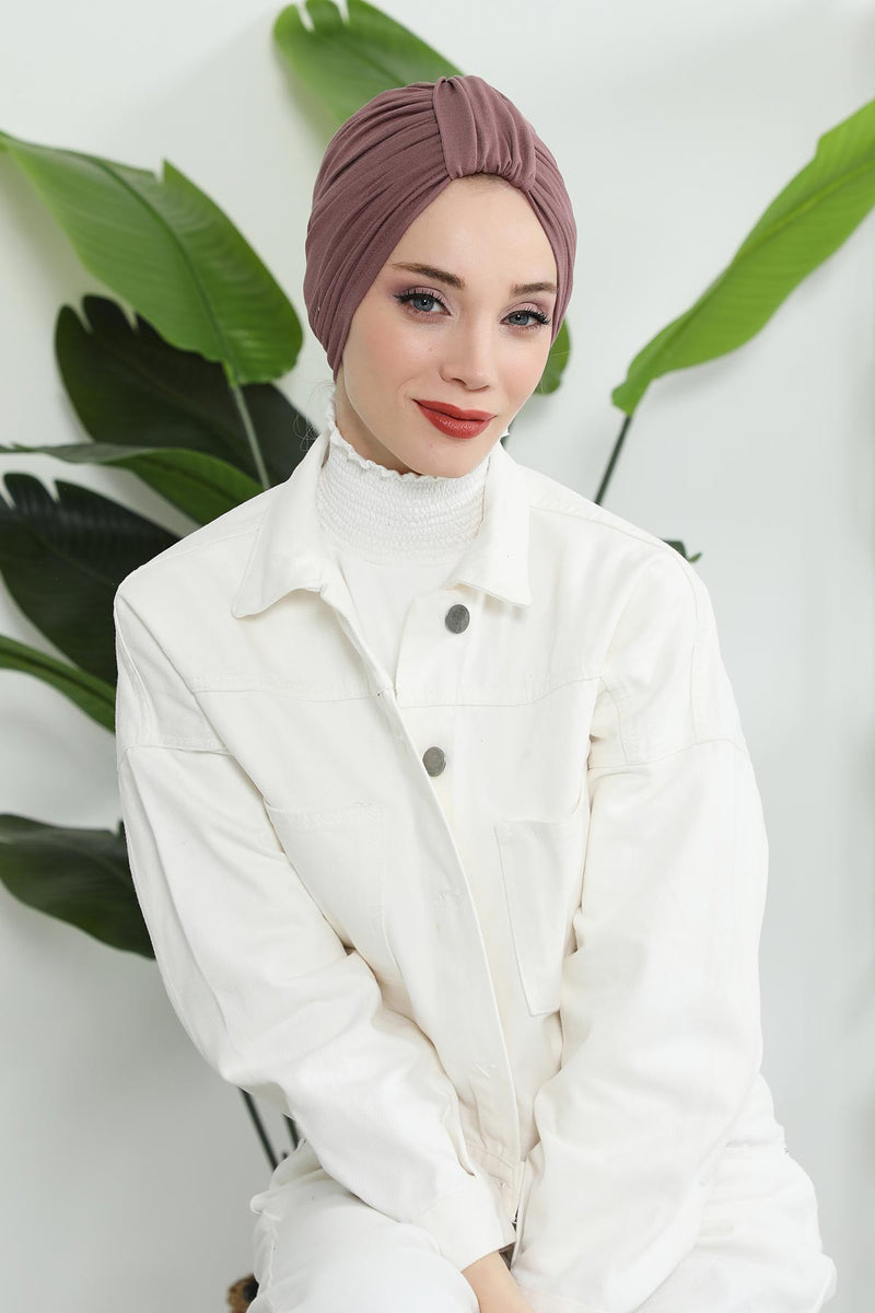 Chic Design Cotton Instant Turban Hijab for Women, Beautiful Pre-tied Turban Bonnet for Women, Trendy Fashionable Cancer Chemo Headwear,B-68