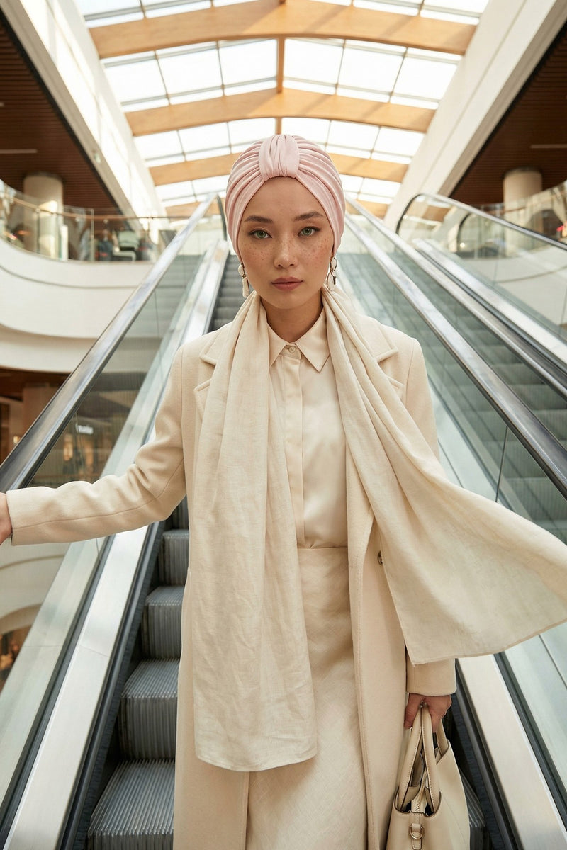 Chic Design Cotton Instant Turban Hijab for Women, Beautiful Pre-tied Turban Bonnet for Women, Trendy Fashionable Cancer Chemo Headwear,B-68