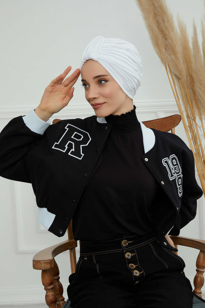 حجاب عمامة قطني بتصميم أنيق للنساء، غطاء رأس عمامة جميل مربوط مسبقًا للنساء، غطاء رأس عصري وعصري للعلاج الكيميائي للسرطان، B-68