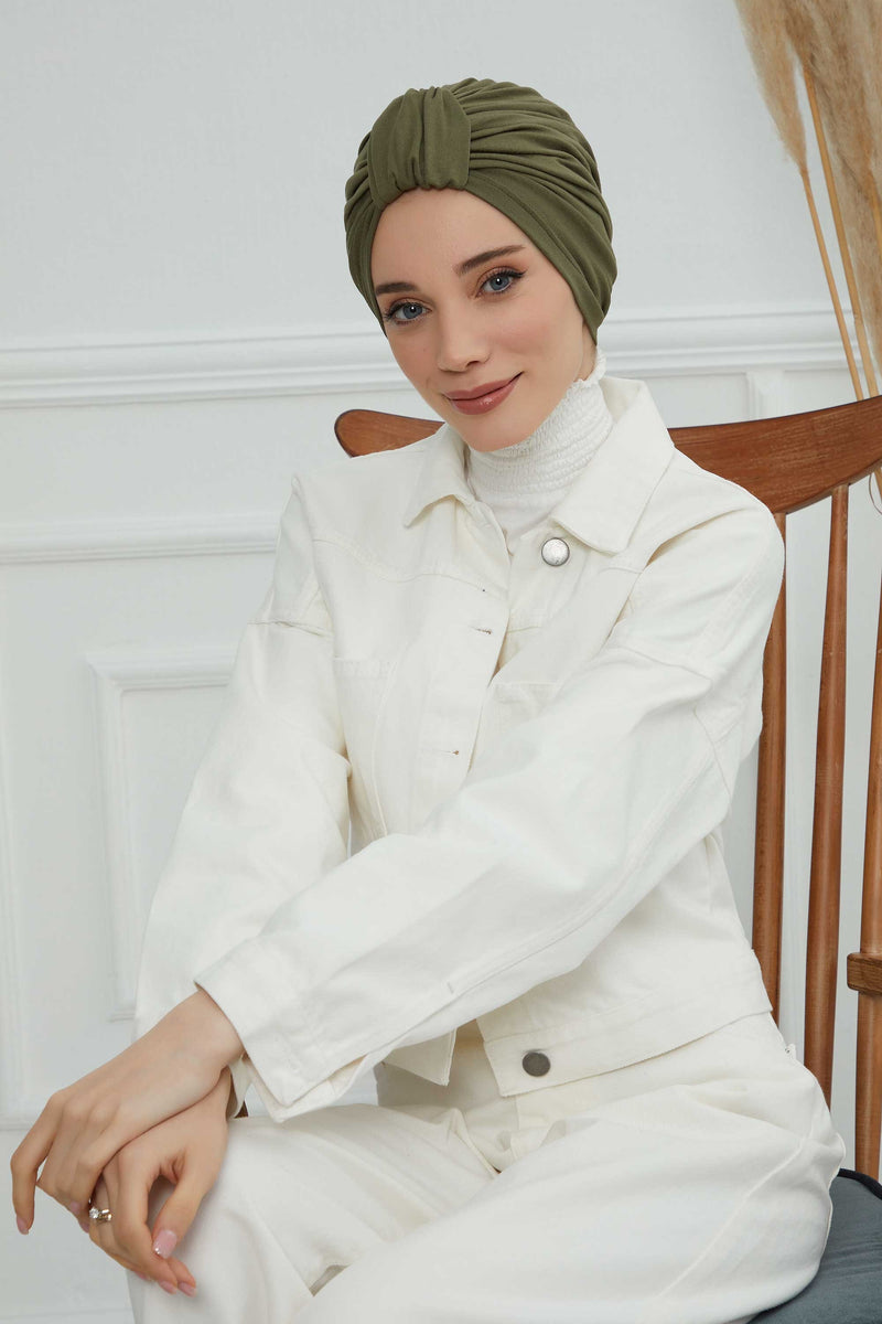 حجاب عمامة قطني بتصميم أنيق للنساء، غطاء رأس عمامة جميل مربوط مسبقًا للنساء، غطاء رأس عصري وعصري للعلاج الكيميائي للسرطان، B-68