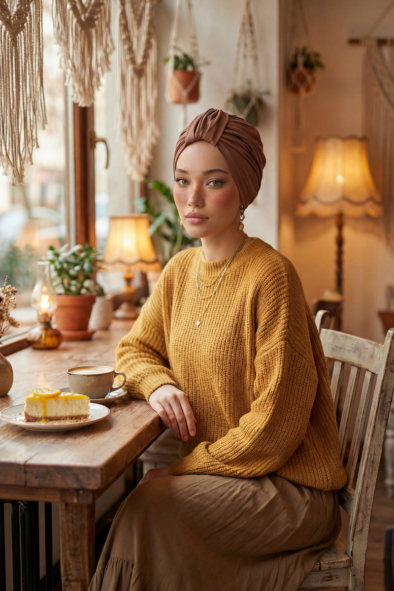 حجاب عمامة قطني بتصميم أنيق للنساء، غطاء رأس عمامة جميل مربوط مسبقًا للنساء، غطاء رأس عصري وعصري للعلاج الكيميائي للسرطان، B-68