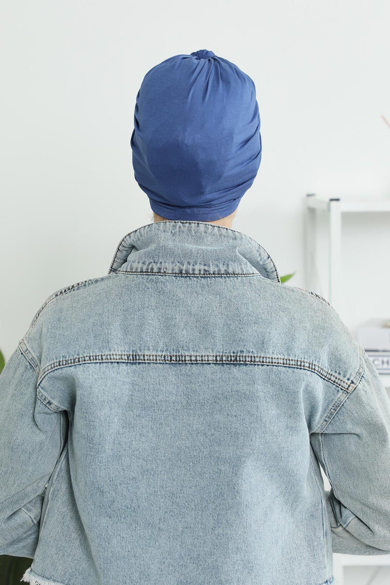 حجاب عمامة قطني بتصميم أنيق للنساء، غطاء رأس عمامة جميل مربوط مسبقًا للنساء، غطاء رأس عصري وعصري للعلاج الكيميائي للسرطان، B-68