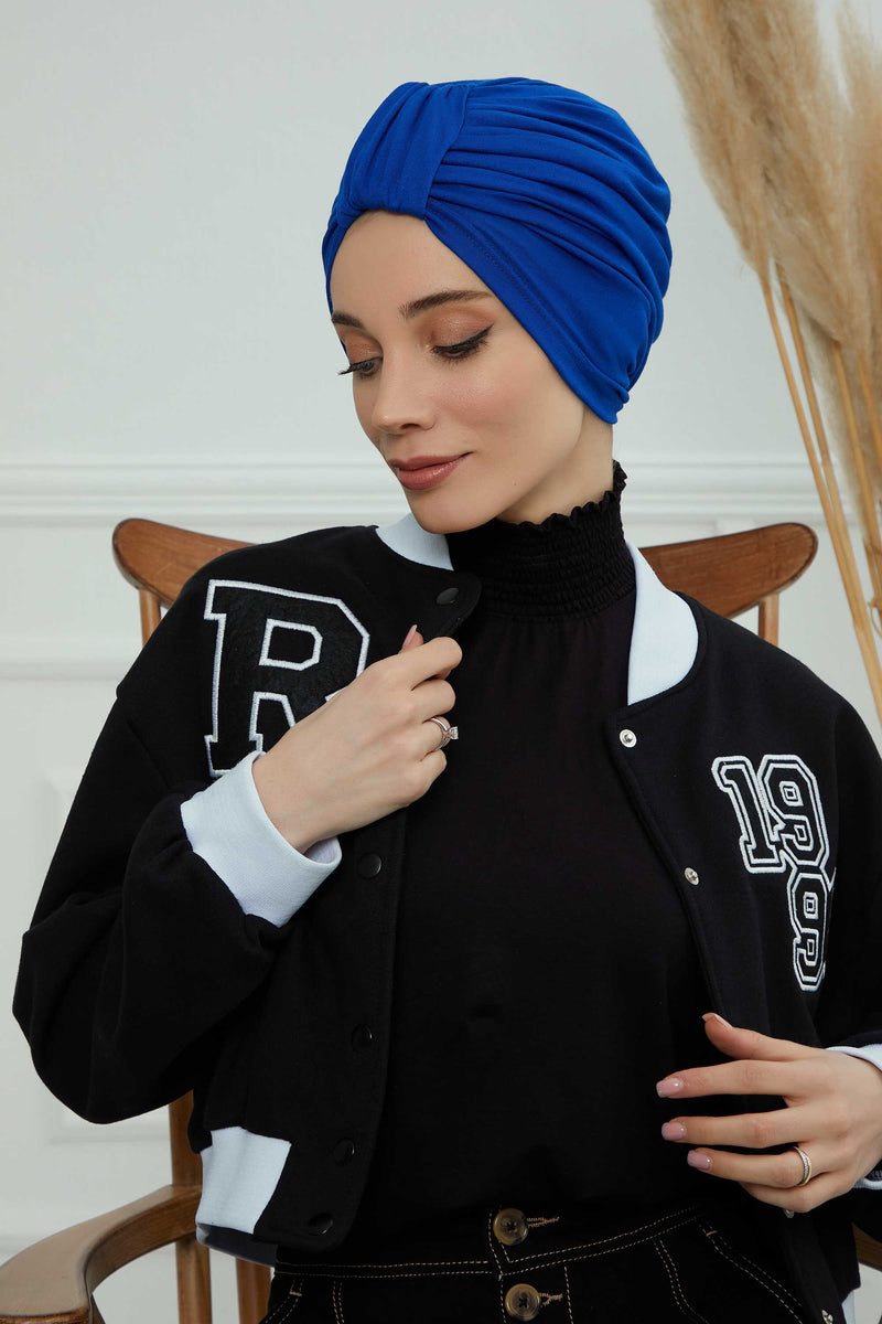 حجاب عمامة قطني بتصميم أنيق للنساء، غطاء رأس عمامة جميل مربوط مسبقًا للنساء، غطاء رأس عصري وعصري للعلاج الكيميائي للسرطان، B-68