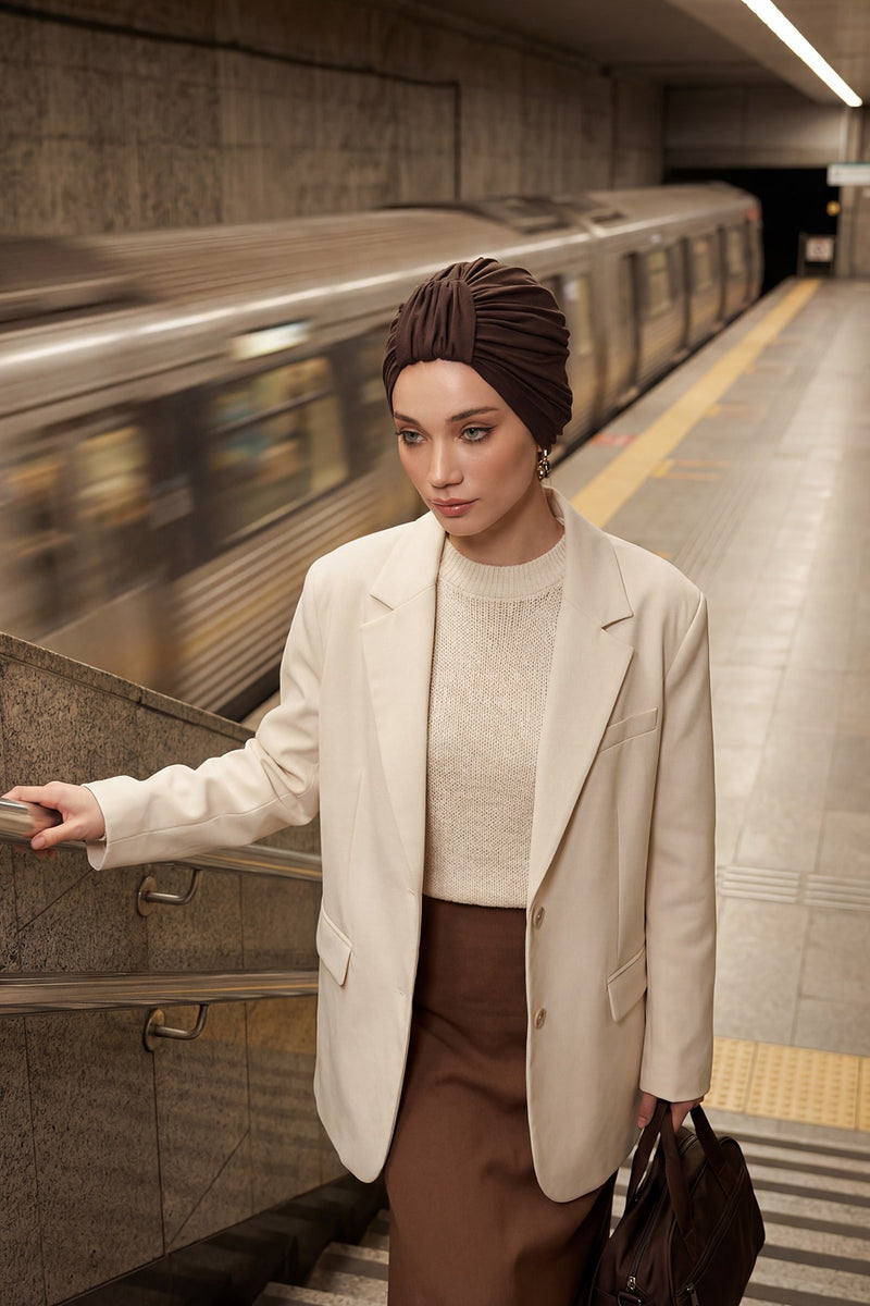 حجاب عمامة قطني بتصميم أنيق للنساء، غطاء رأس عمامة جميل مربوط مسبقًا للنساء، غطاء رأس عصري وعصري للعلاج الكيميائي للسرطان، B-68