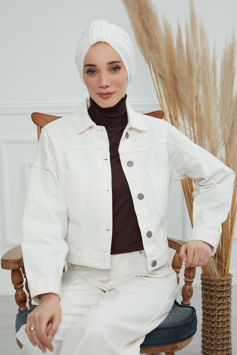 حجاب عمامة قطني بتصميم أنيق للنساء، غطاء رأس عمامة جميل مربوط مسبقًا للنساء، غطاء رأس عصري وعصري للعلاج الكيميائي للسرطان، B-68