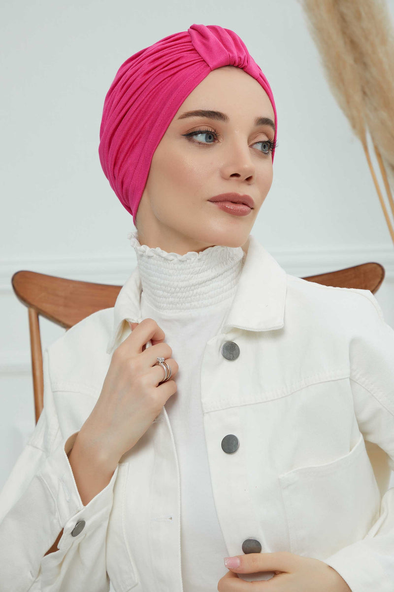 حجاب عمامة قطني بتصميم أنيق للنساء، غطاء رأس عمامة جميل مربوط مسبقًا للنساء، غطاء رأس عصري وعصري للعلاج الكيميائي للسرطان، B-68
