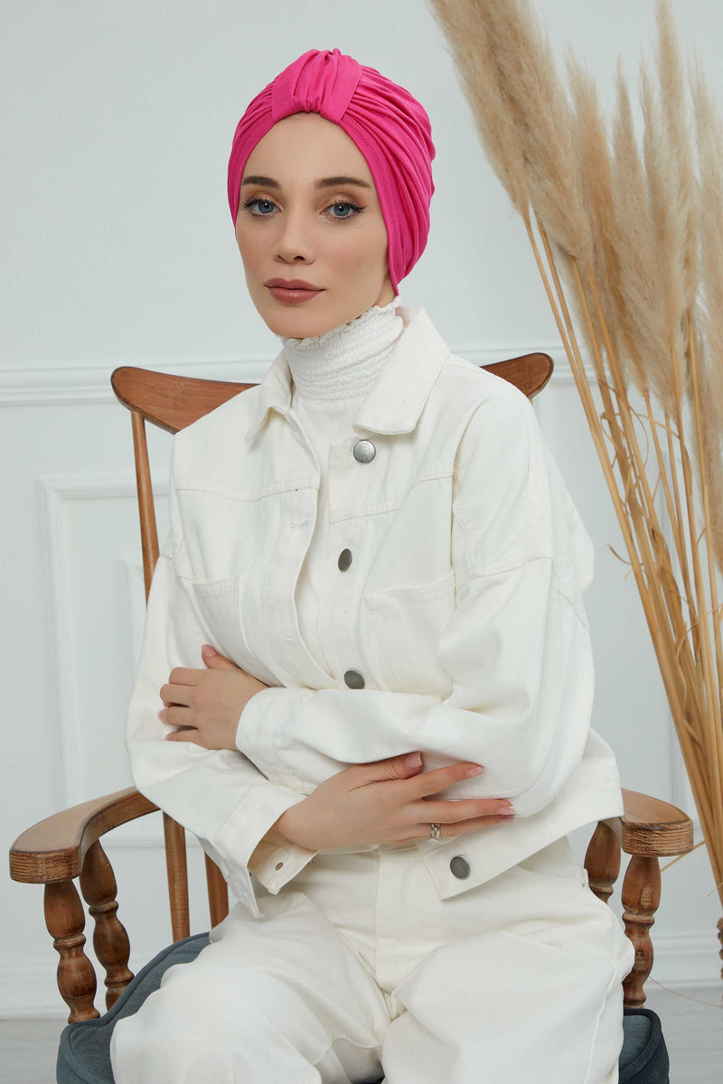 حجاب عمامة قطني بتصميم أنيق للنساء، غطاء رأس عمامة جميل مربوط مسبقًا للنساء، غطاء رأس عصري وعصري للعلاج الكيميائي للسرطان، B-68