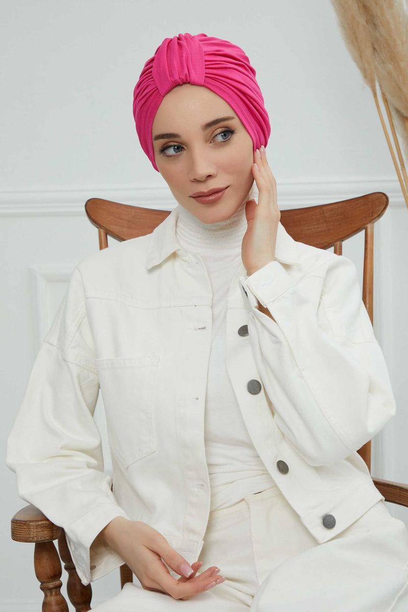 حجاب عمامة قطني بتصميم أنيق للنساء، غطاء رأس عمامة جميل مربوط مسبقًا للنساء، غطاء رأس عصري وعصري للعلاج الكيميائي للسرطان، B-68