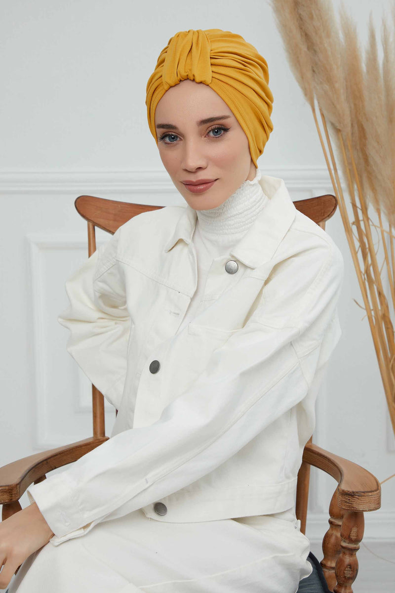 حجاب عمامة قطني بتصميم أنيق للنساء، غطاء رأس عمامة جميل مربوط مسبقًا للنساء، غطاء رأس عصري وعصري للعلاج الكيميائي للسرطان، B-68