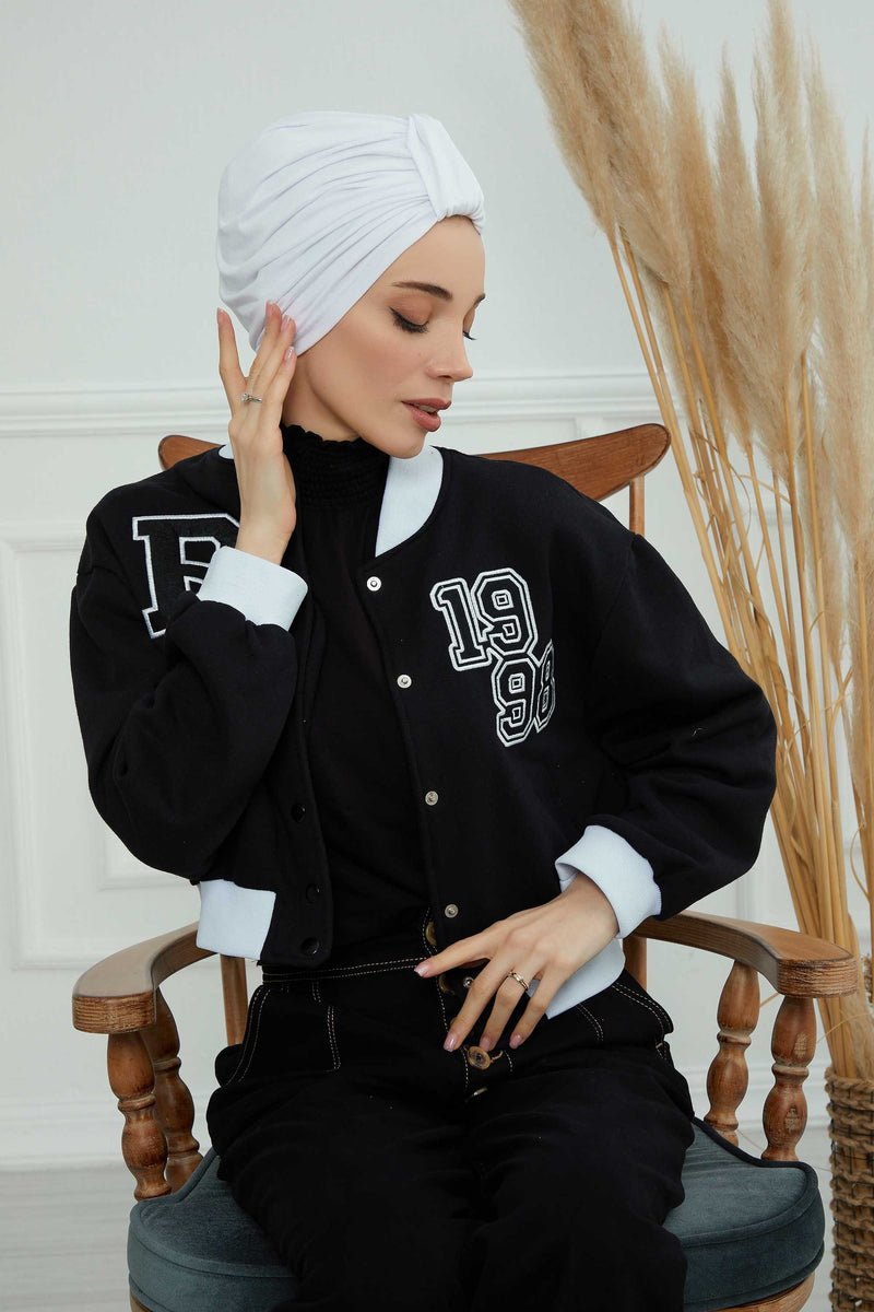 حجاب عمامة قطني بتصميم أنيق للنساء، غطاء رأس عمامة جميل مربوط مسبقًا للنساء، غطاء رأس عصري وعصري للعلاج الكيميائي للسرطان، B-68