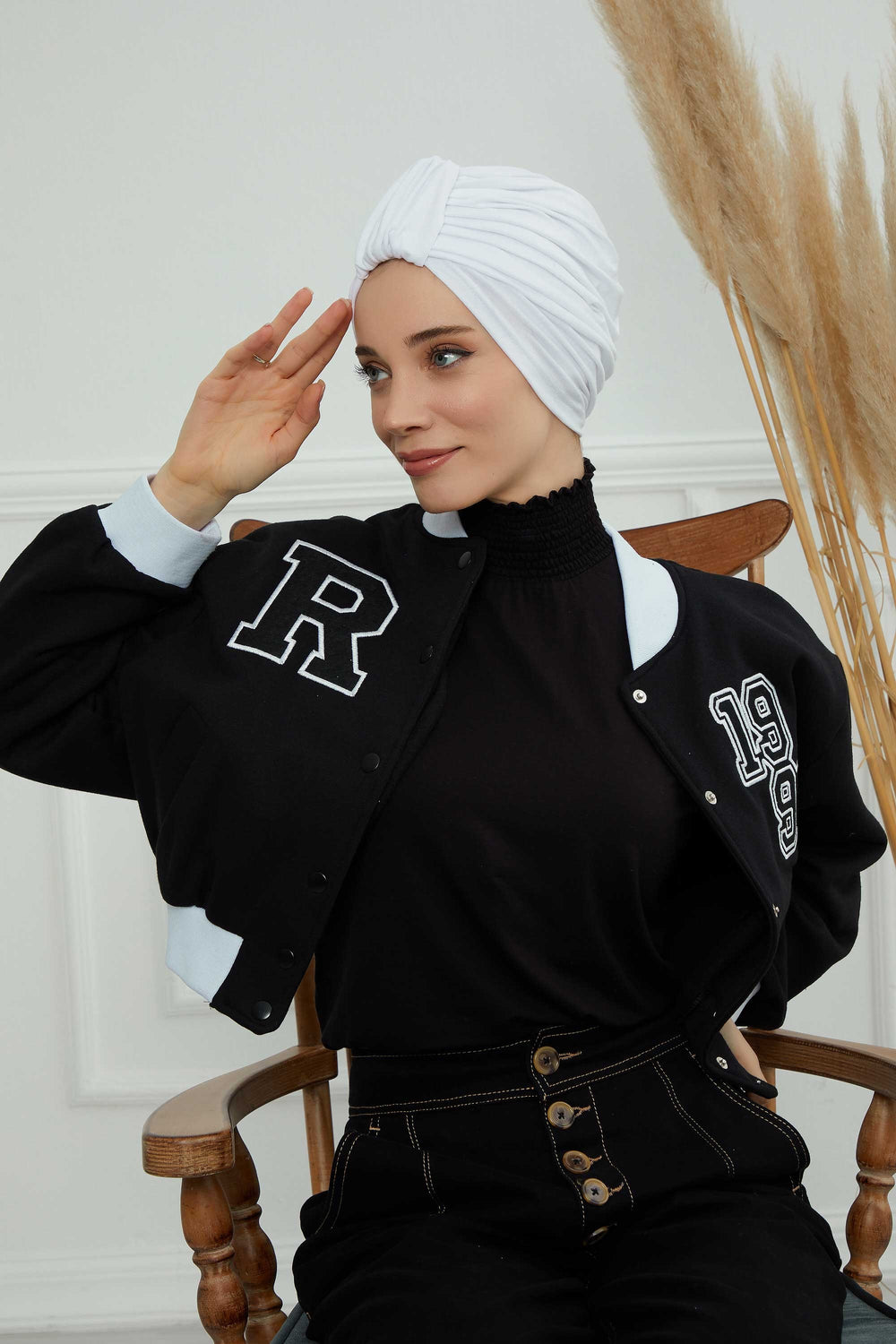 Chic Design Cotton Instant Turban Hijab for Women, Beautiful Pre-tied Turban Bonnet for Women, Trendy Fashionable Cancer Chemo Headwear,B-68 White