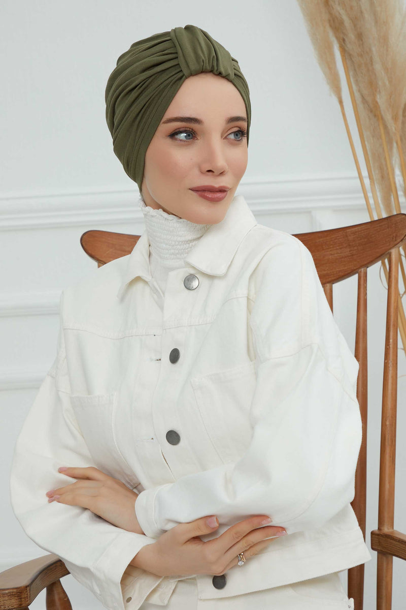 حجاب عمامة قطني بتصميم أنيق للنساء، غطاء رأس عمامة جميل مربوط مسبقًا للنساء، غطاء رأس عصري وعصري للعلاج الكيميائي للسرطان، B-68