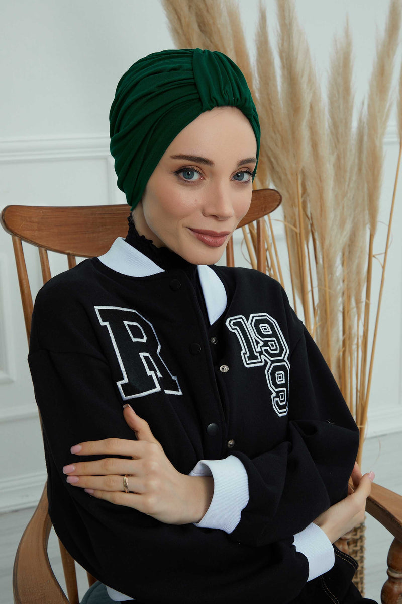حجاب عمامة قطني بتصميم أنيق للنساء، غطاء رأس عمامة جميل مربوط مسبقًا للنساء، غطاء رأس عصري وعصري للعلاج الكيميائي للسرطان، B-68