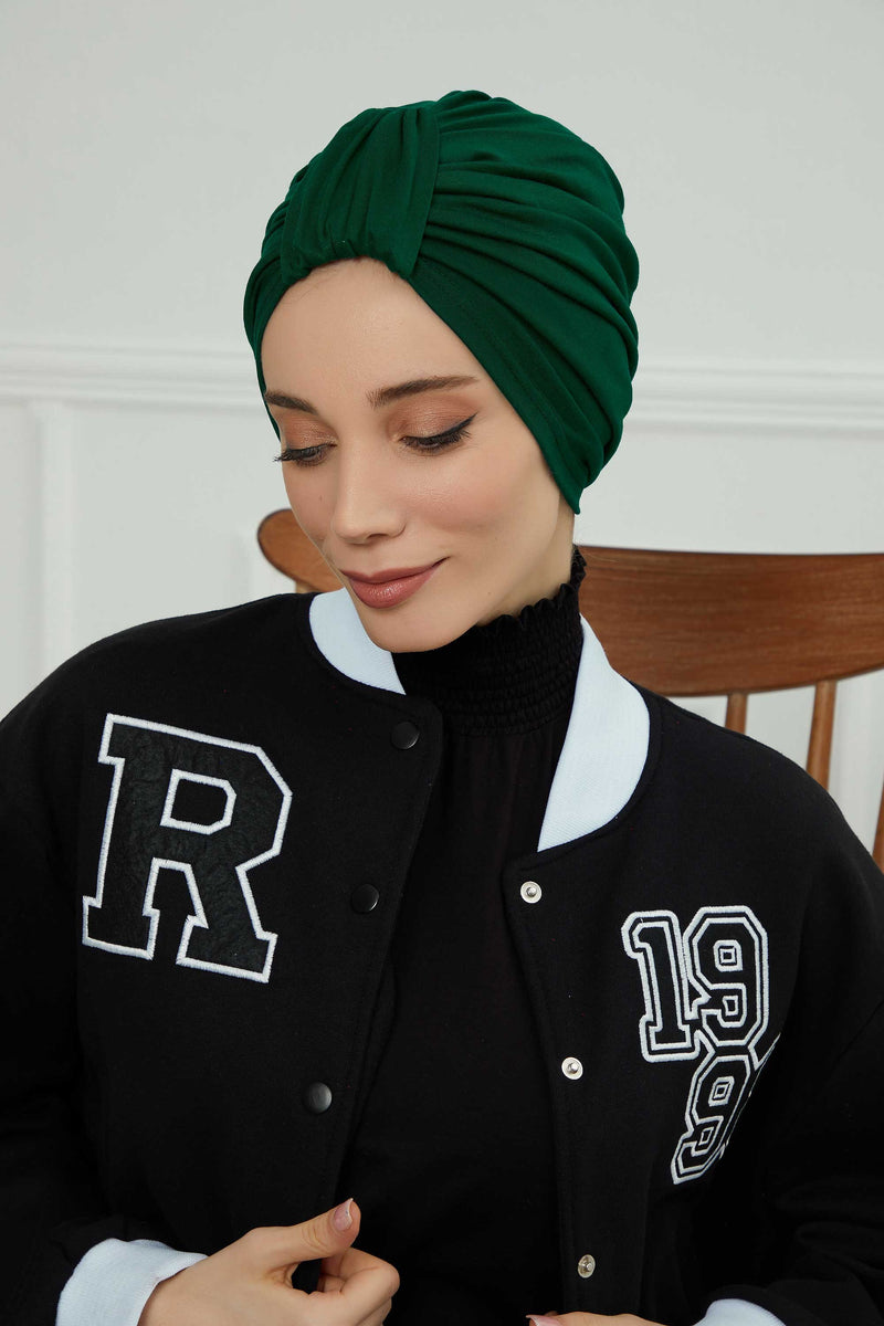 حجاب عمامة قطني بتصميم أنيق للنساء، غطاء رأس عمامة جميل مربوط مسبقًا للنساء، غطاء رأس عصري وعصري للعلاج الكيميائي للسرطان، B-68