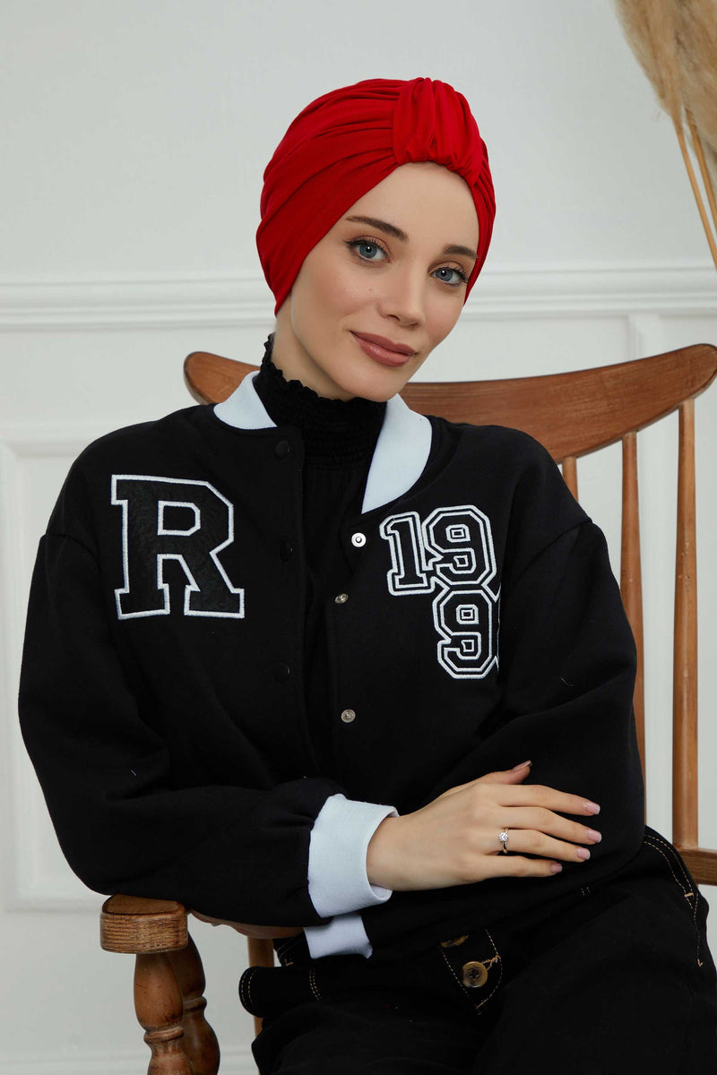 حجاب عمامة قطني بتصميم أنيق للنساء، غطاء رأس عمامة جميل مربوط مسبقًا للنساء، غطاء رأس عصري وعصري للعلاج الكيميائي للسرطان، B-68