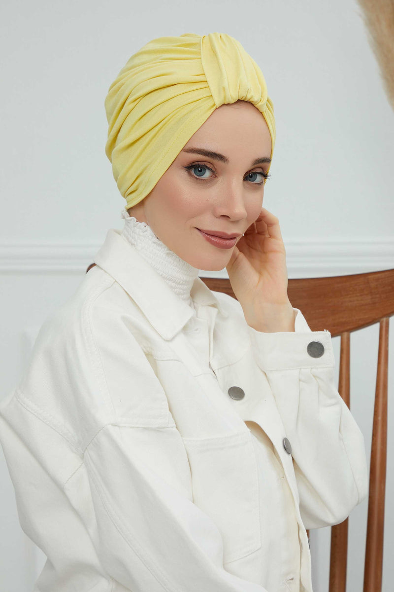 حجاب عمامة قطني بتصميم أنيق للنساء، غطاء رأس عمامة جميل مربوط مسبقًا للنساء، غطاء رأس عصري وعصري للعلاج الكيميائي للسرطان، B-68